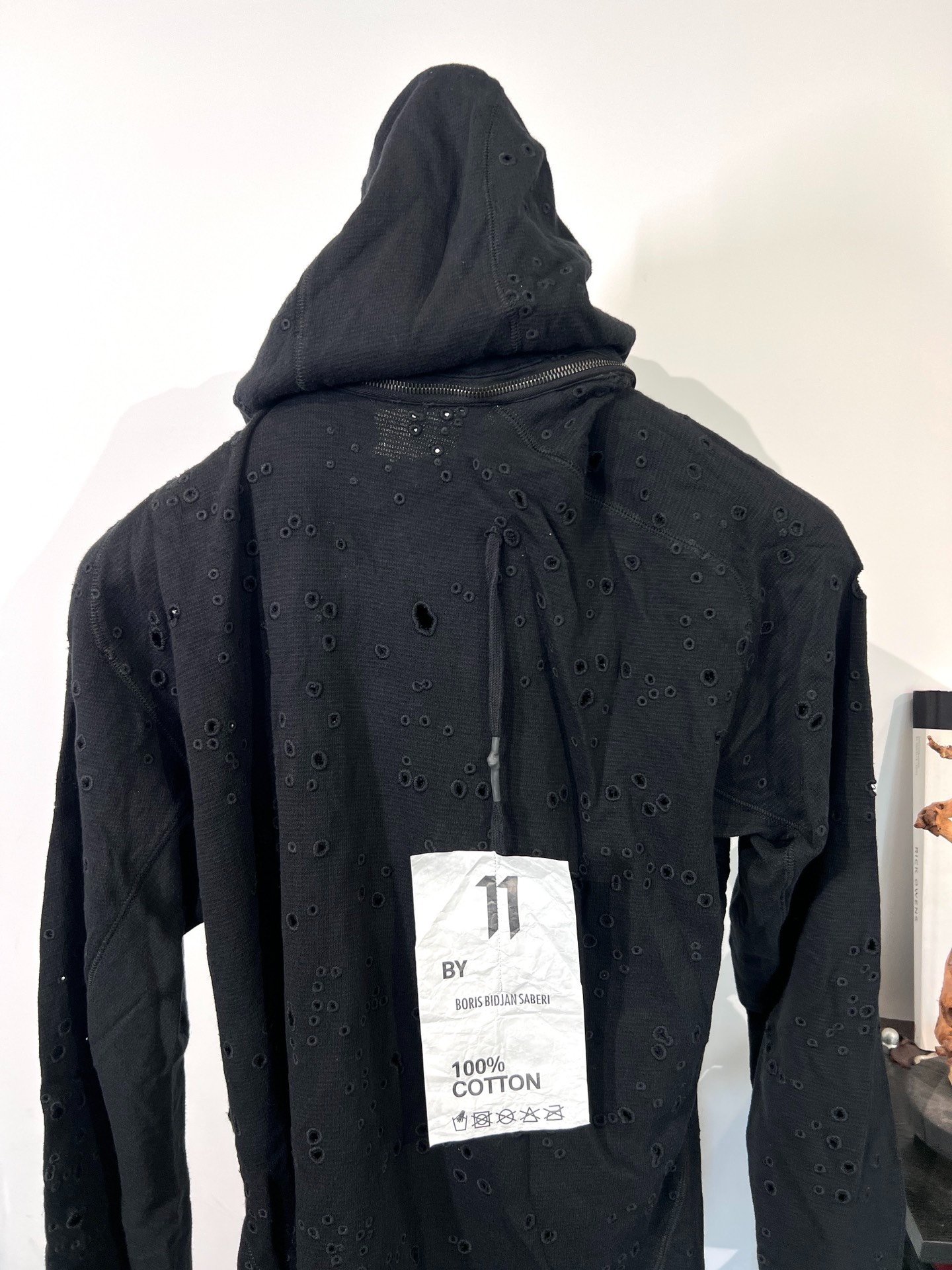 Boris Bidjan Saberi Distressed Hooded Jacket — label