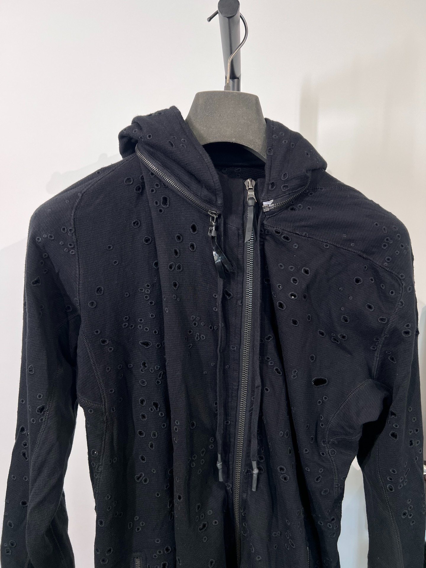 Boris Bidjan Saberi Distressed Hooded Jacket — back