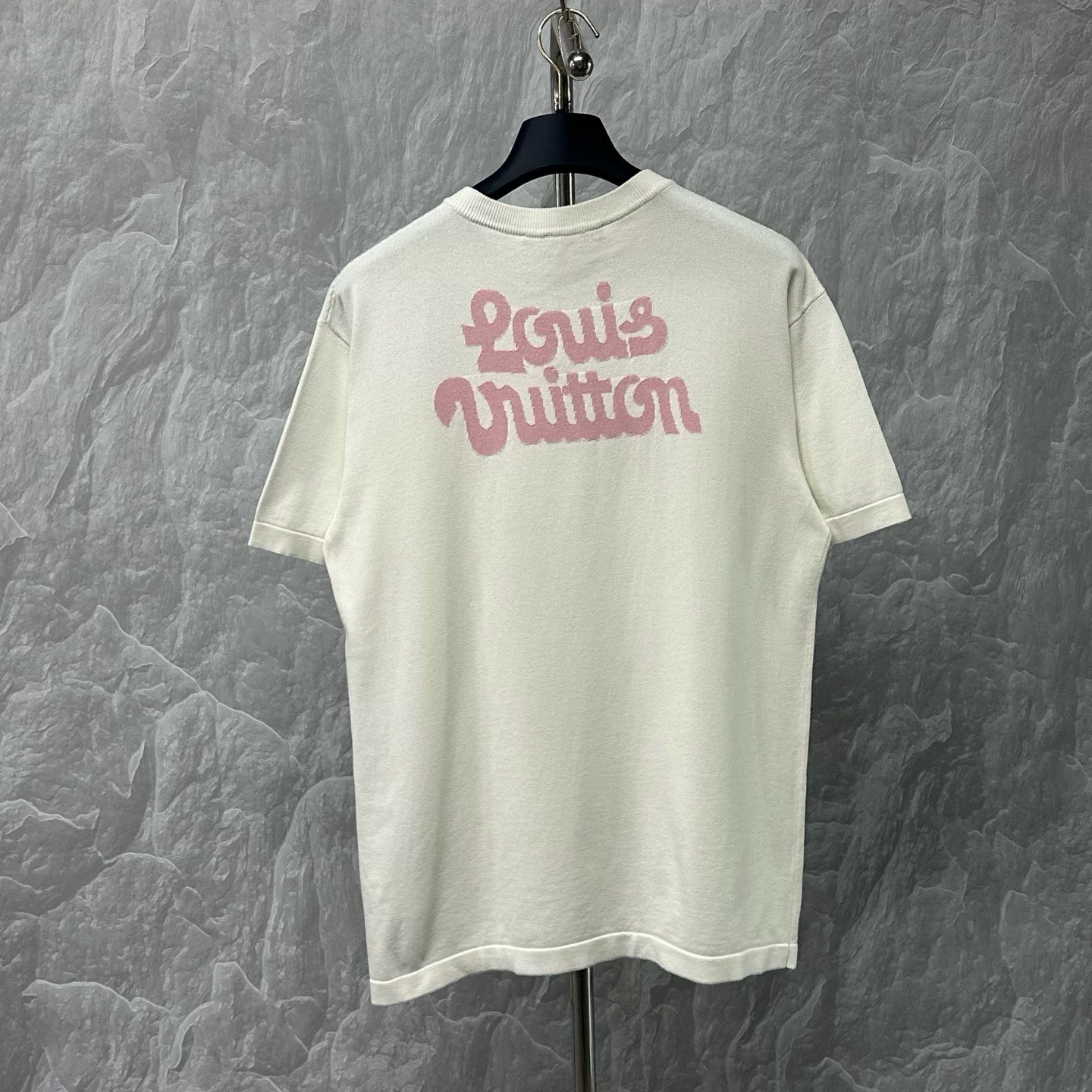 Louis Vuitton LV Logo Pink Flower Knit Top — back