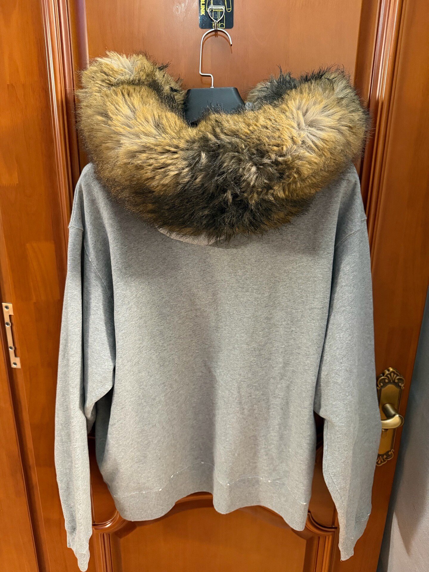 Balenciaga Luxury Fur Collar Zip Hoodie — front