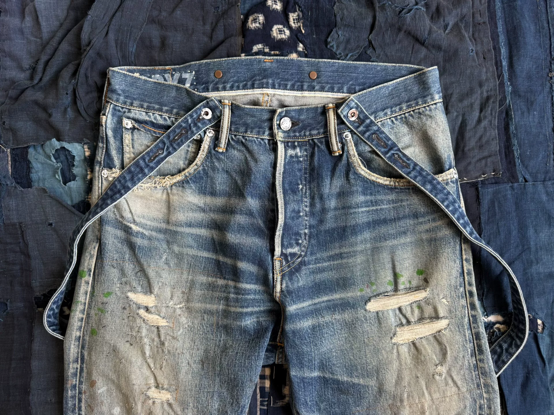 VISVIM 19AW TRAVAILLER BRACES DRY DENIM — detail