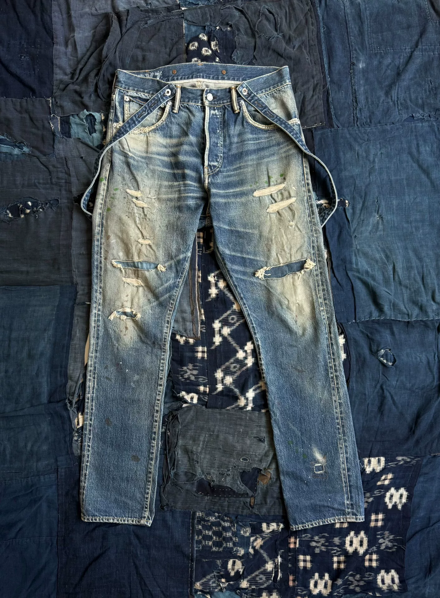 VISVIM 19AW TRAVAILLER BRACES DRY DENIM
