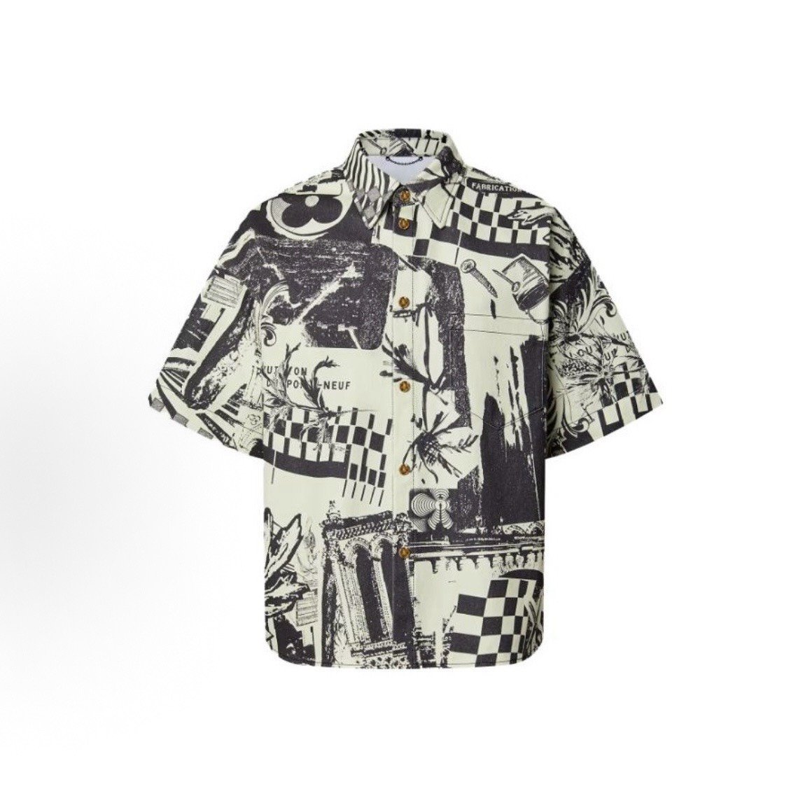 Louis Vuitton Graffiti Denim Short-Sleeve Shirt