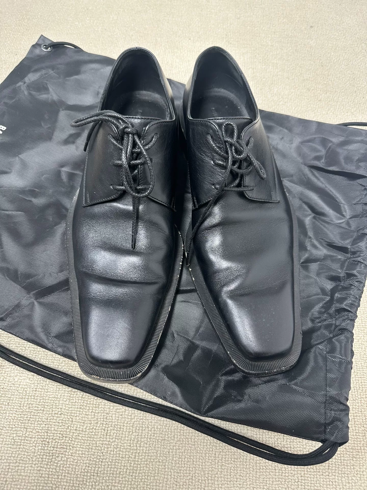 Balenciaga Black Leather Derby Shoes — front