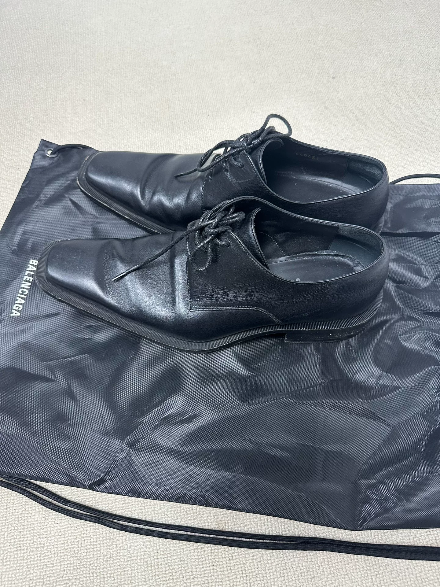 Balenciaga Black Leather Derby Shoes