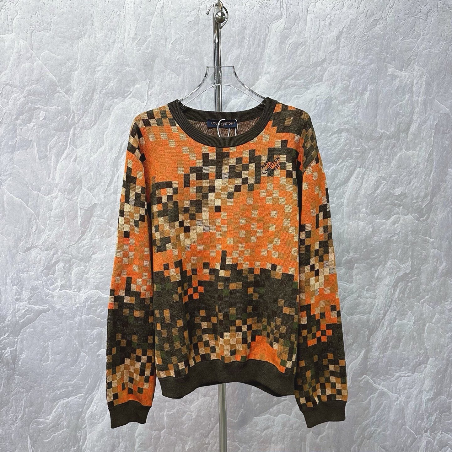 Louis Vuitton FW24 Colorblock Checkerboard Rivet Sweatshirt XXL