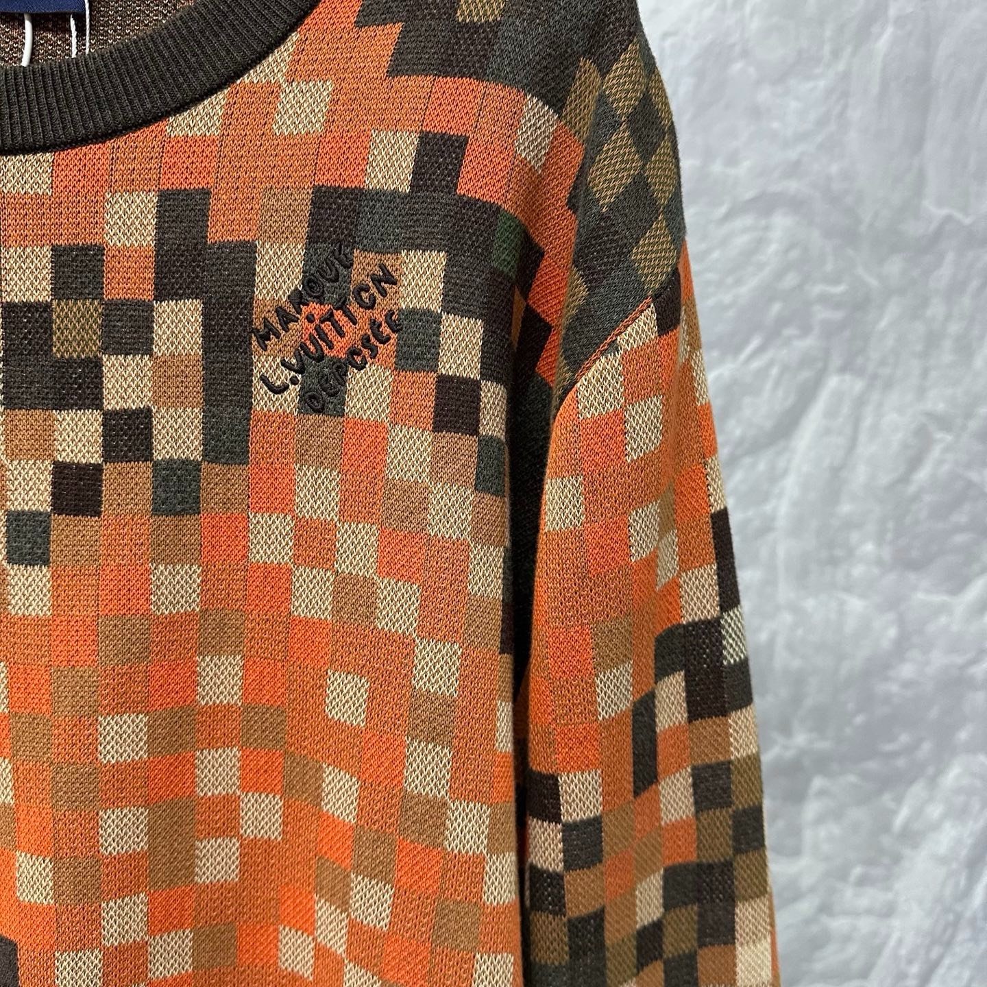 Louis Vuitton FW24 Colorblock Checkerboard Rivet Sweatshirt XXL — detail