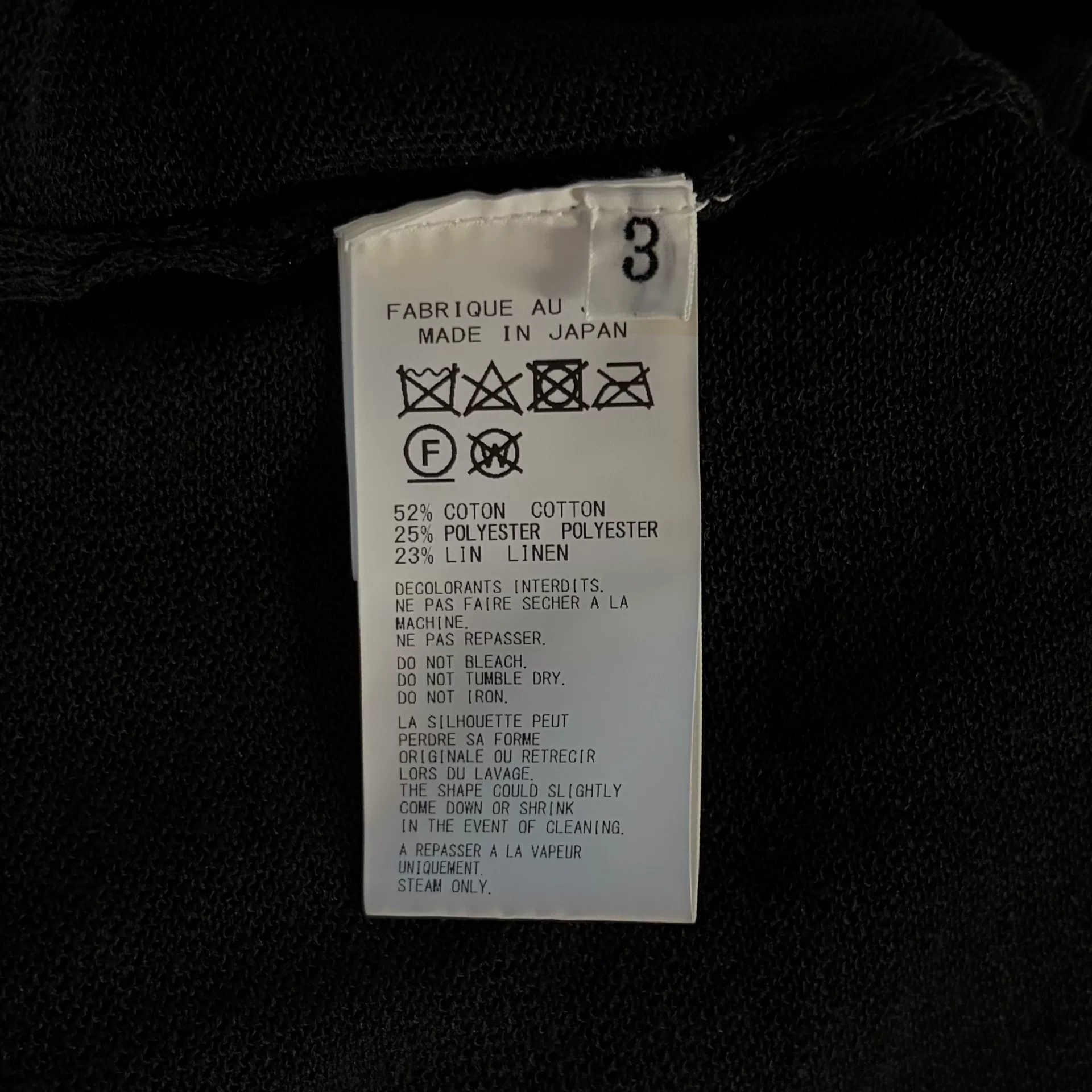 Yohji Yamamoto 24SS Lace Knit Sweater — label