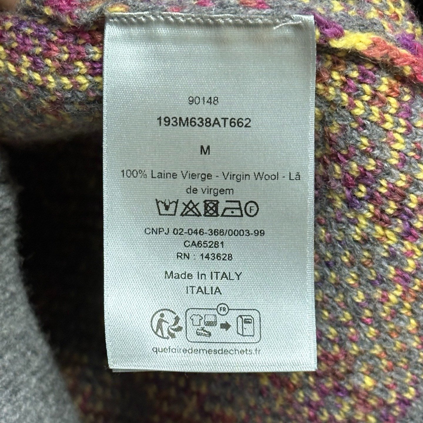 DIOR SS25 All-Over Print Wool Sweater — label