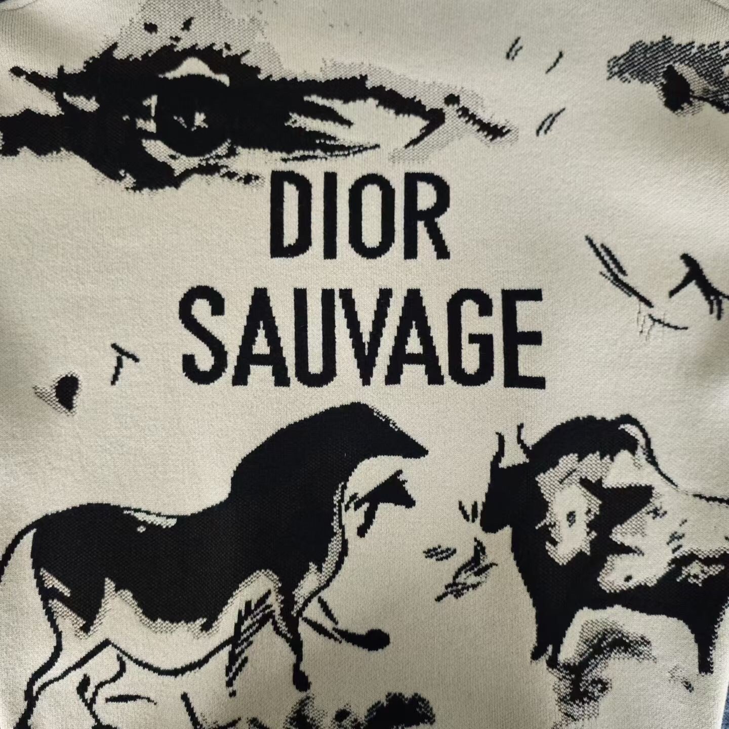Dior Animal Series Beige Cashmere Sweater — detail