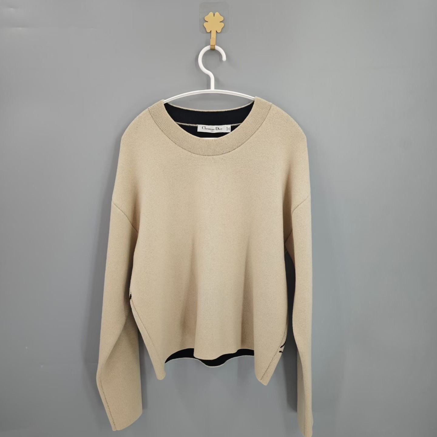 Dior Animal Series Beige Cashmere Sweater — front