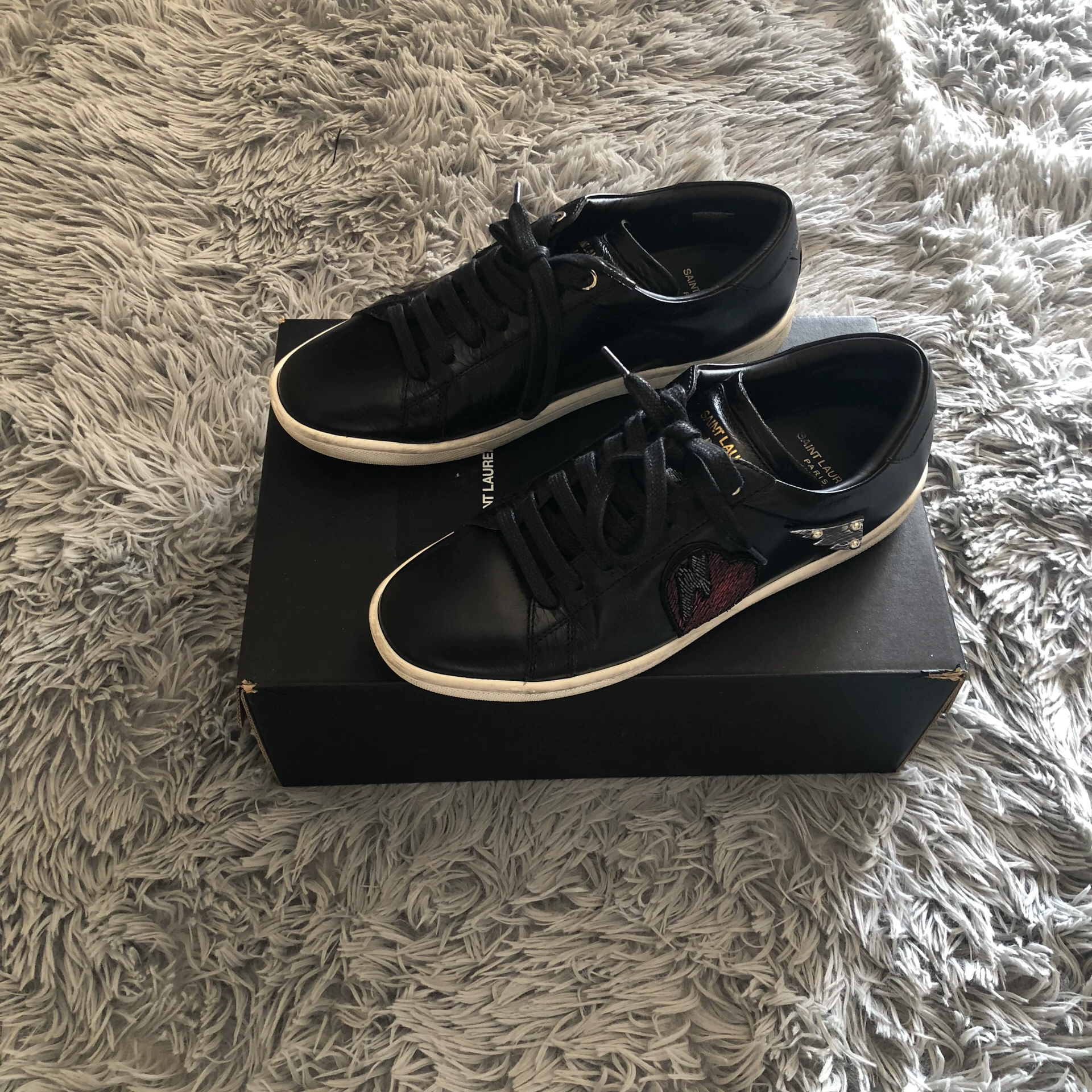 Saint Laurent Heart Lightning Embroidery Sneakers