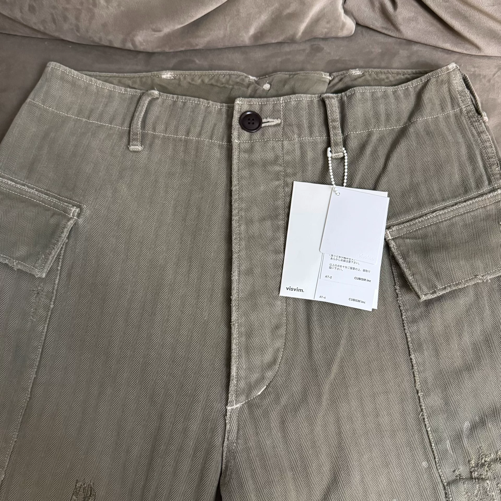 Visvim 19SS Veterans Crash Herringbone Pants — detail