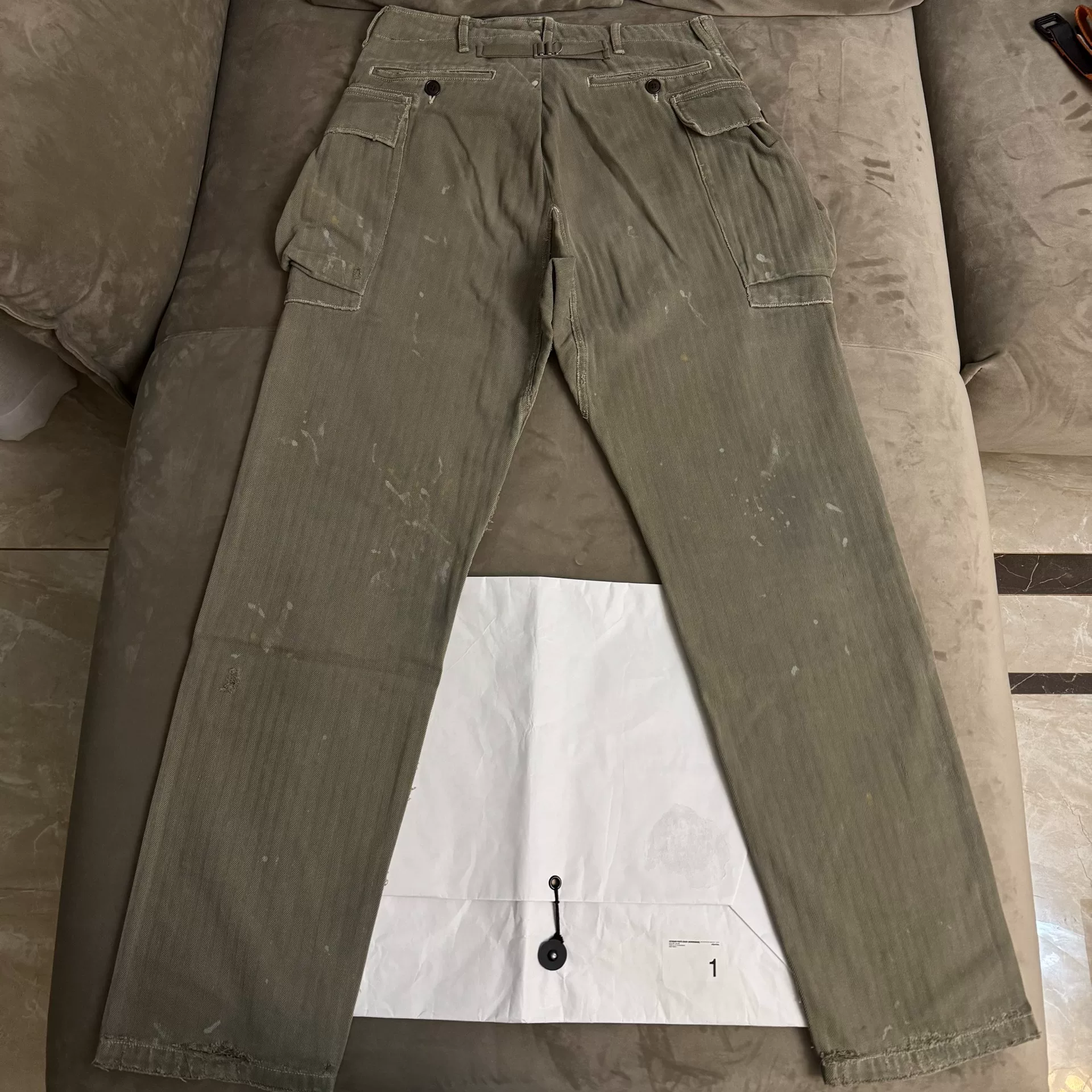 Visvim 19SS Veterans Crash Herringbone Pants — front
