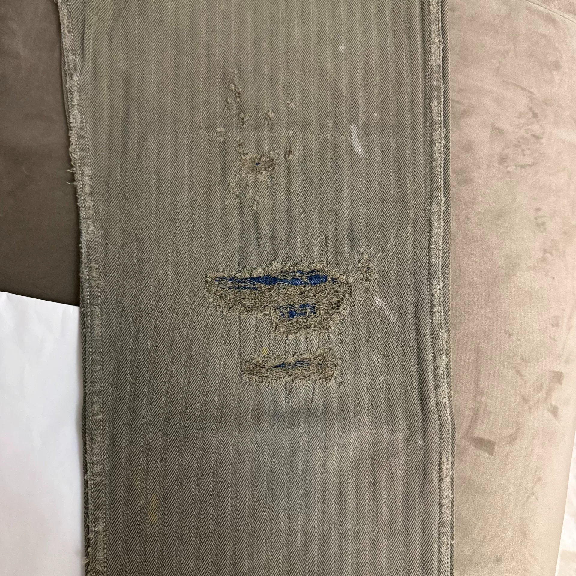 Visvim 19SS Veterans Crash Herringbone Pants — label