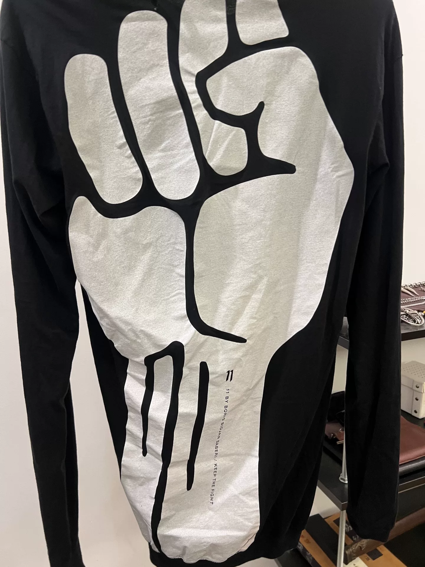 Boris Bidjan Saberi Reversible Fist Print Sweatshirt — back