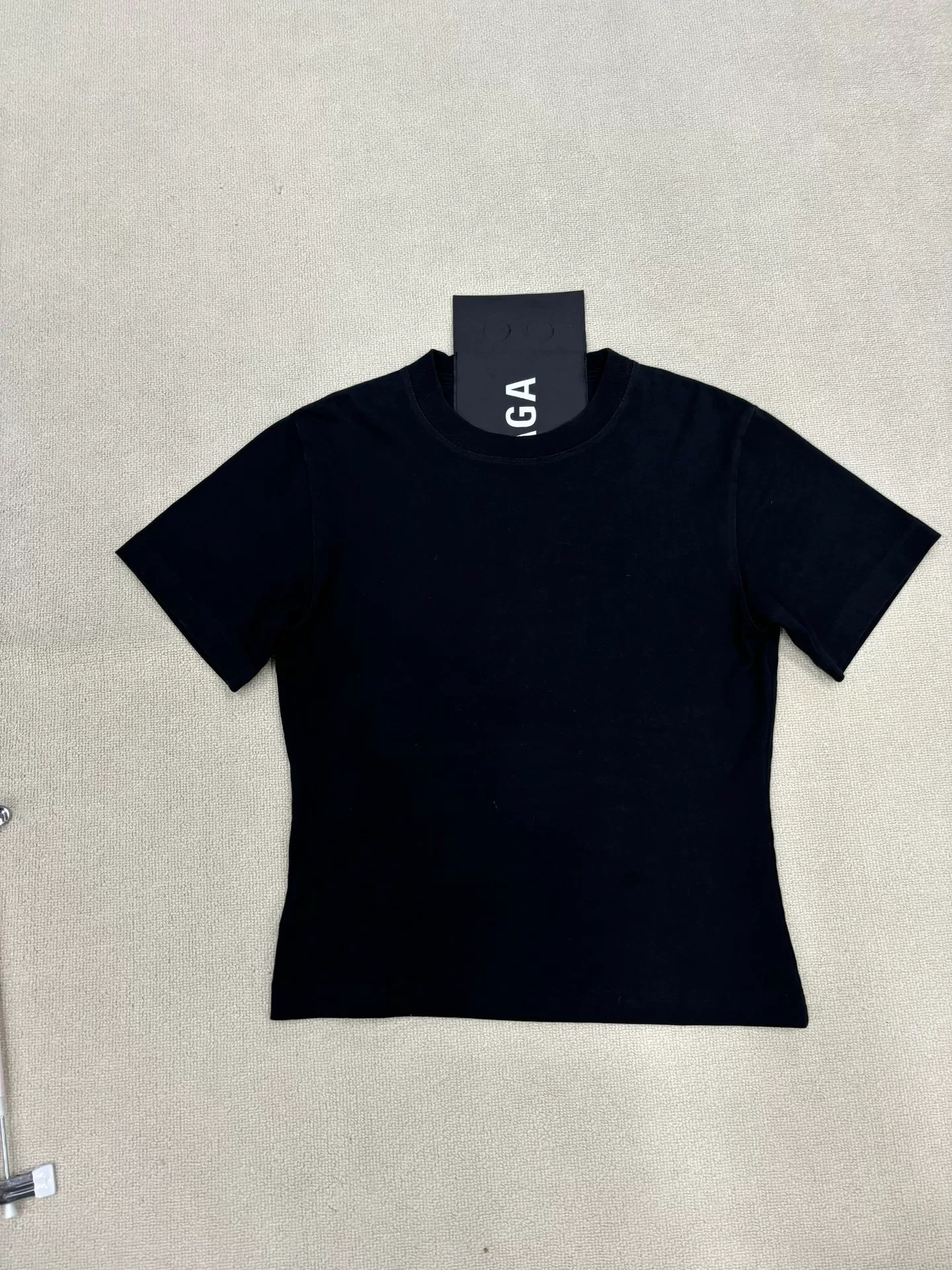 Balenciaga Black Back Logo Short-Sleeve Top — front