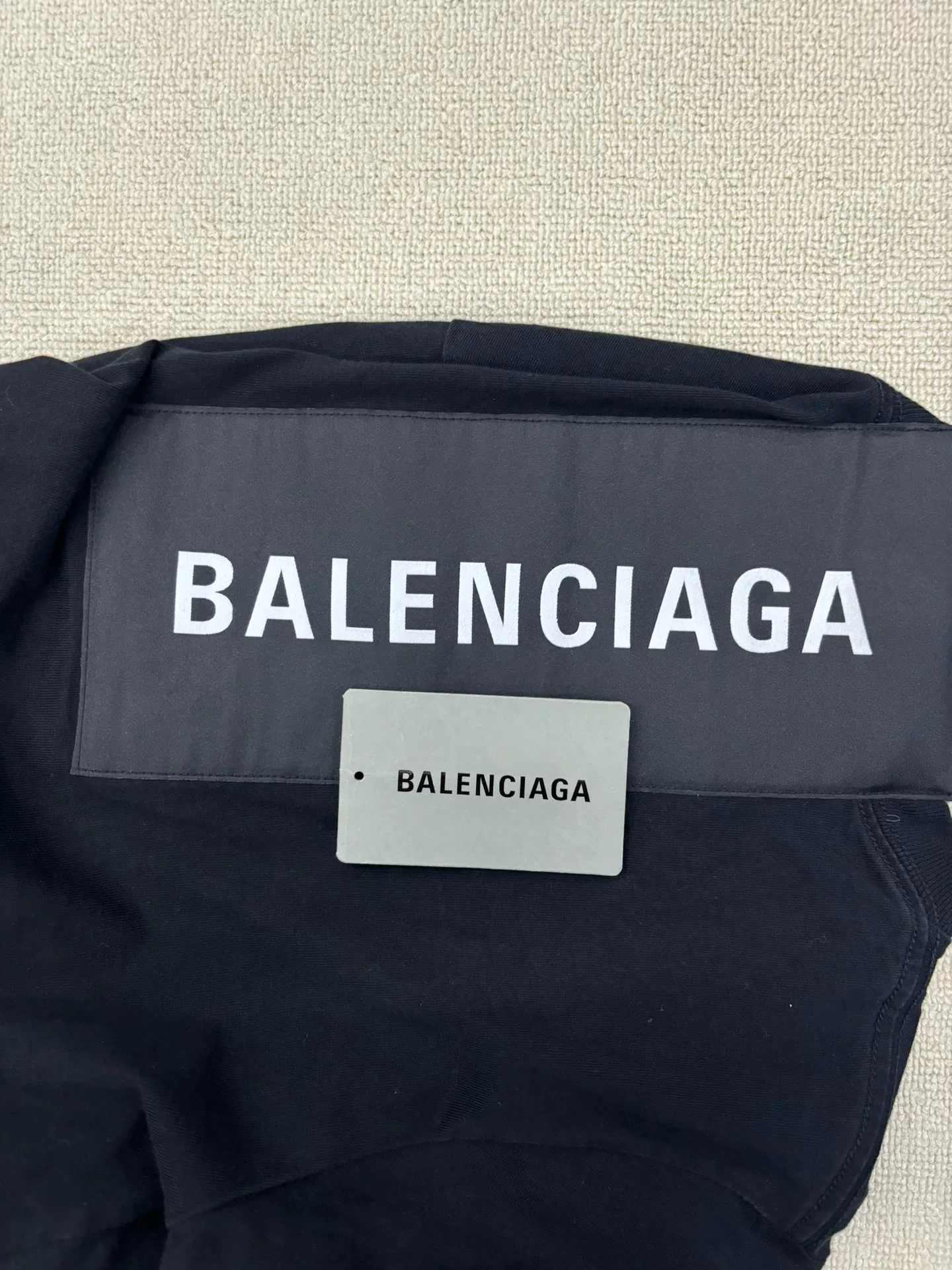 Balenciaga Black Back Logo Short-Sleeve Top — detail