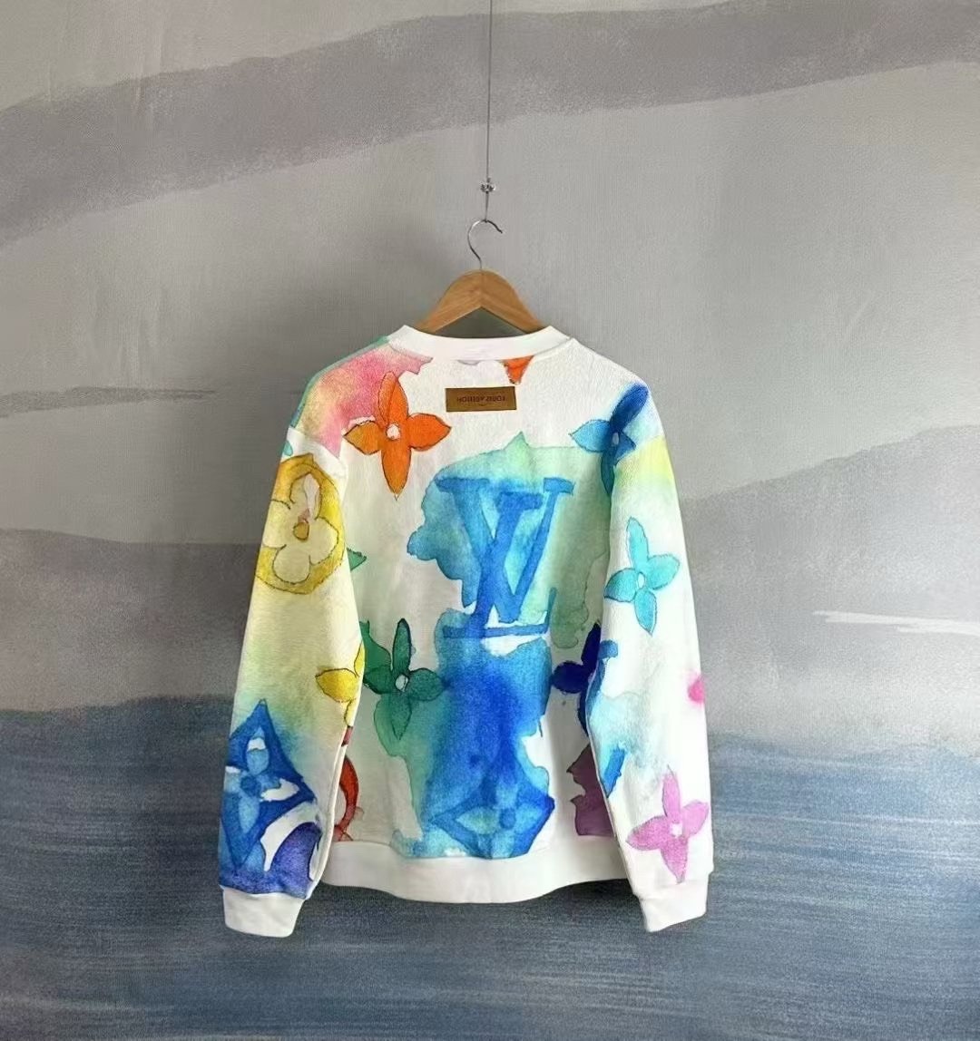 Louis Vuitton Watercolor Print Terry Sweatshirt — front