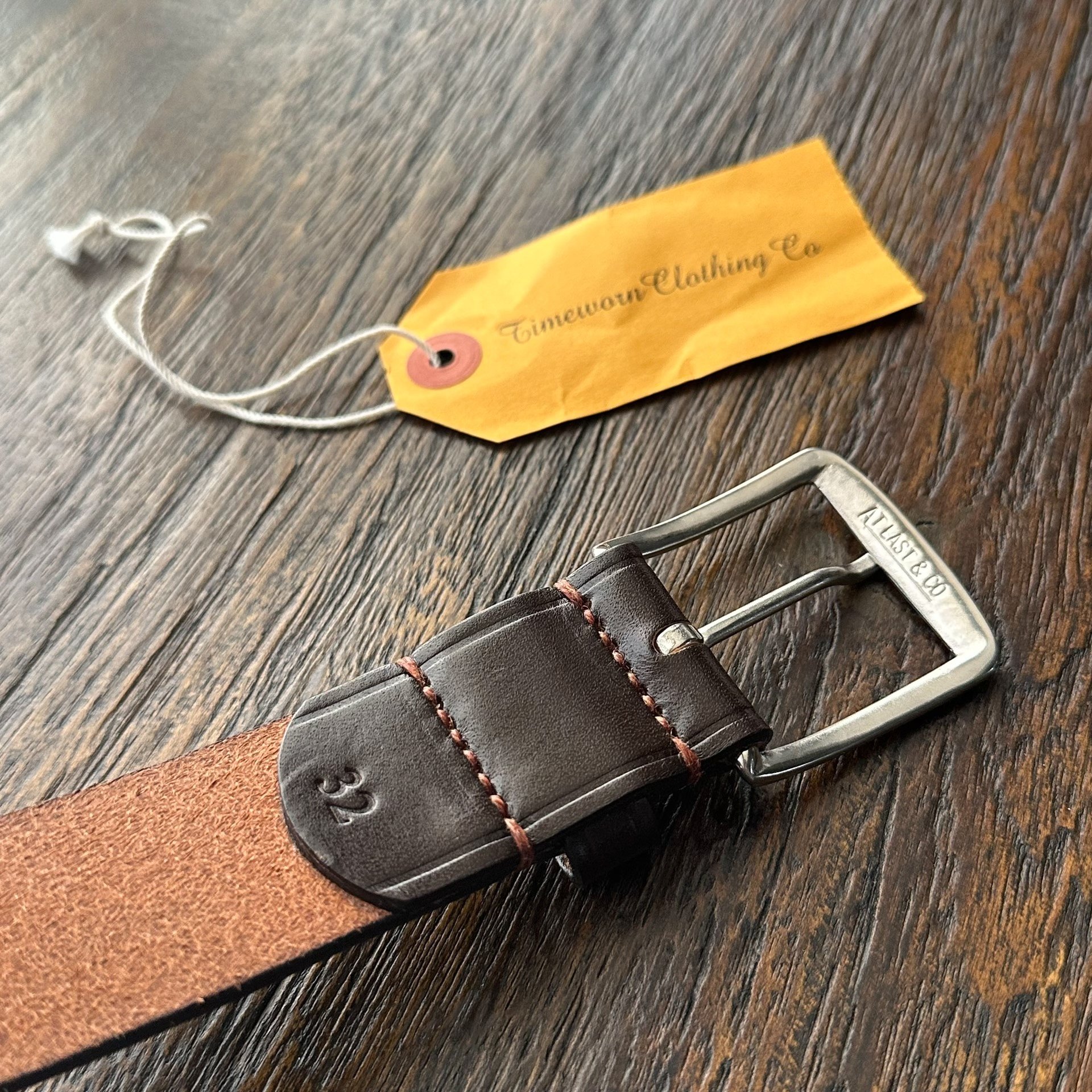 TWC Solid Brass Brown Belt — back