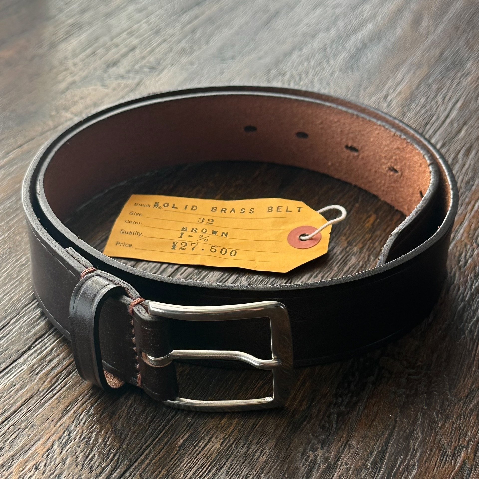 TWC Solid Brass Brown Belt — front