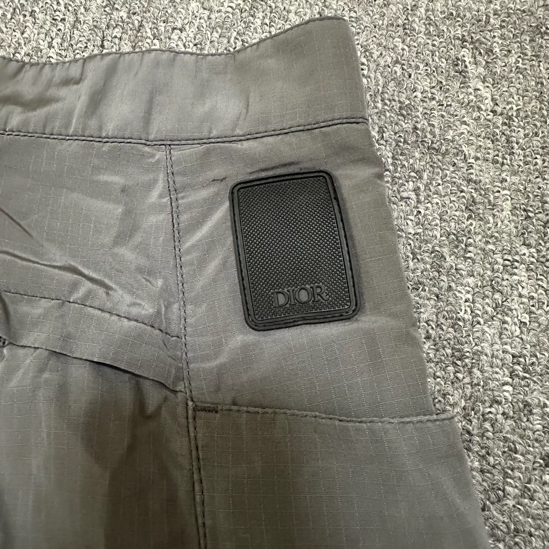 Dior Gray Nylon Tech Cargo Pants — detail