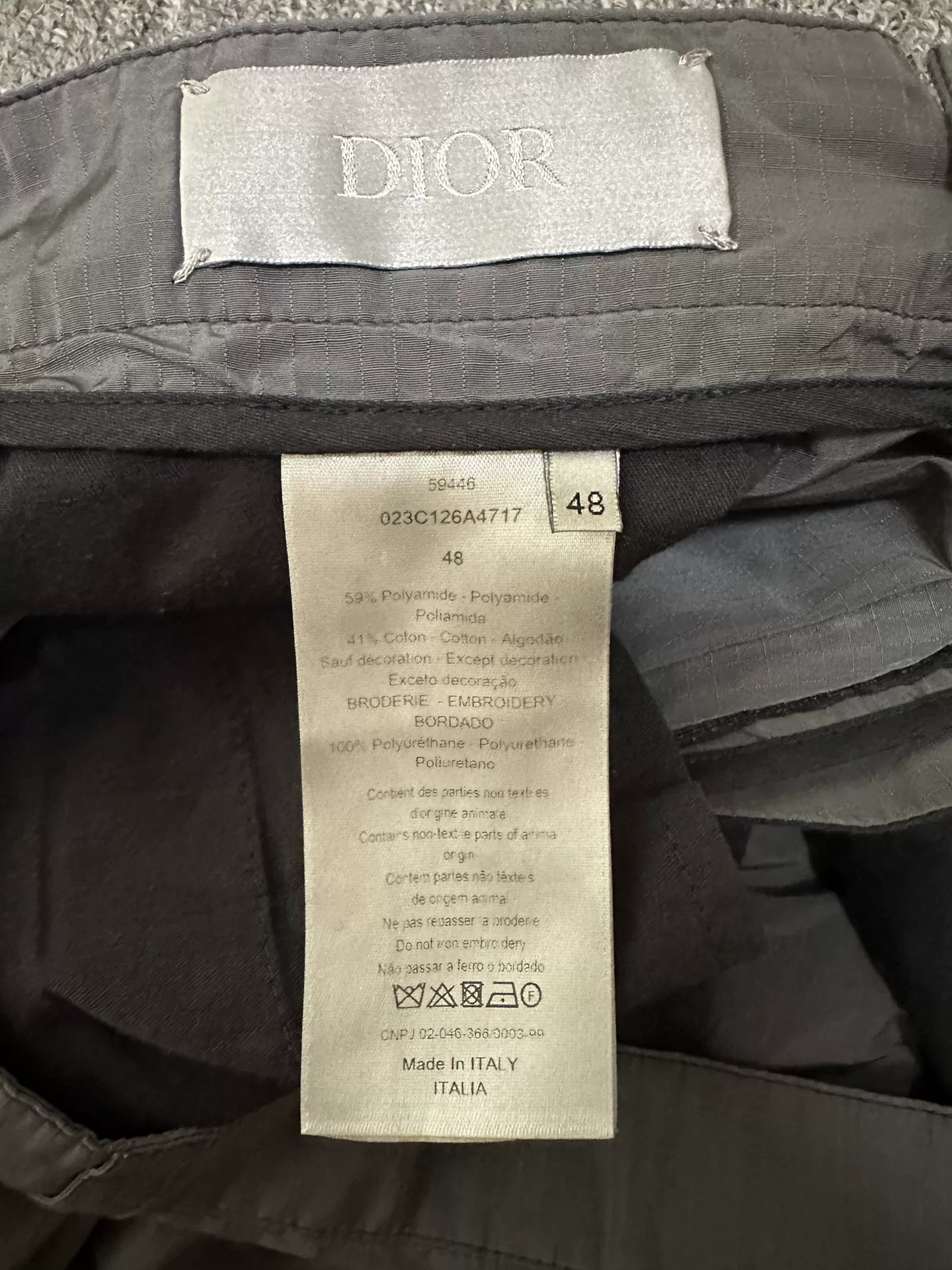 Dior Gray Nylon Tech Cargo Pants — back
