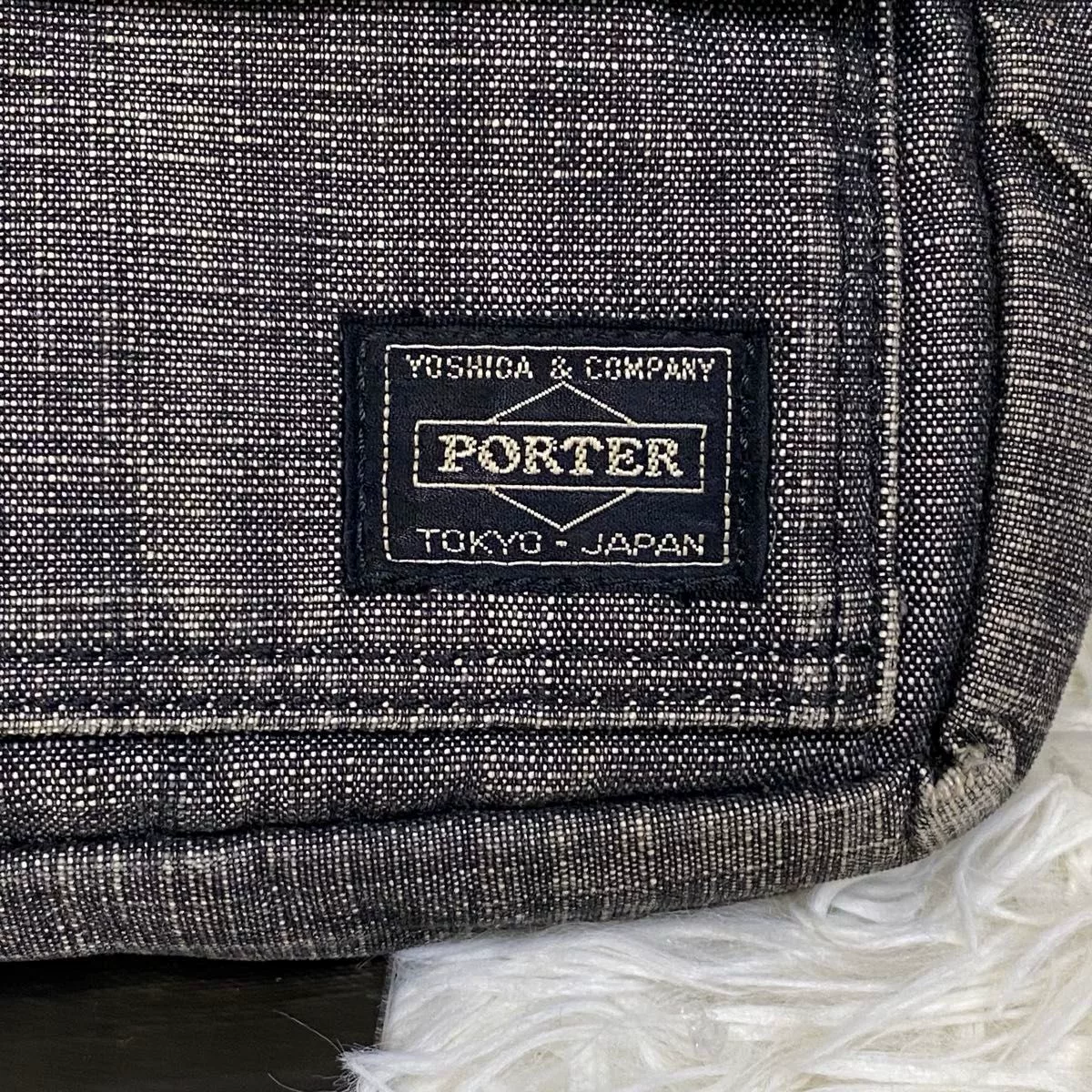 PORTER Sesame Black Denim Handbag — front