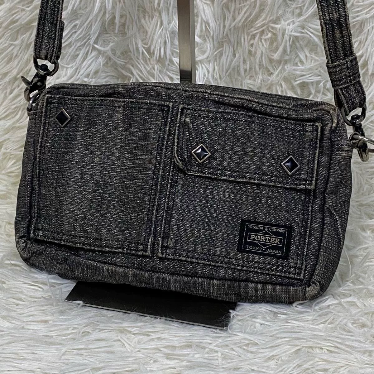 PORTER Sesame Black Denim Handbag