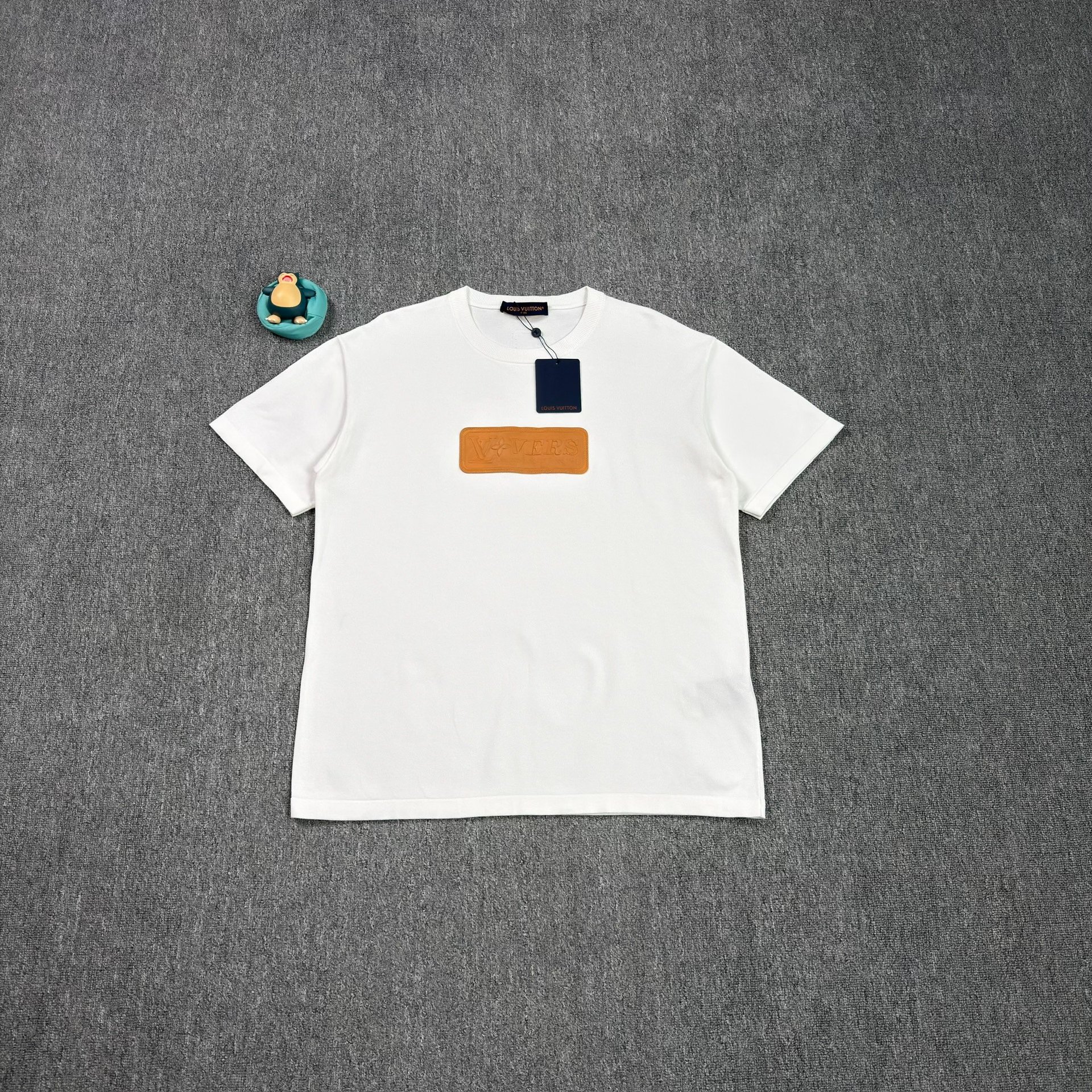 Louis Vuitton White Leather Logo Short-Sleeve Tee