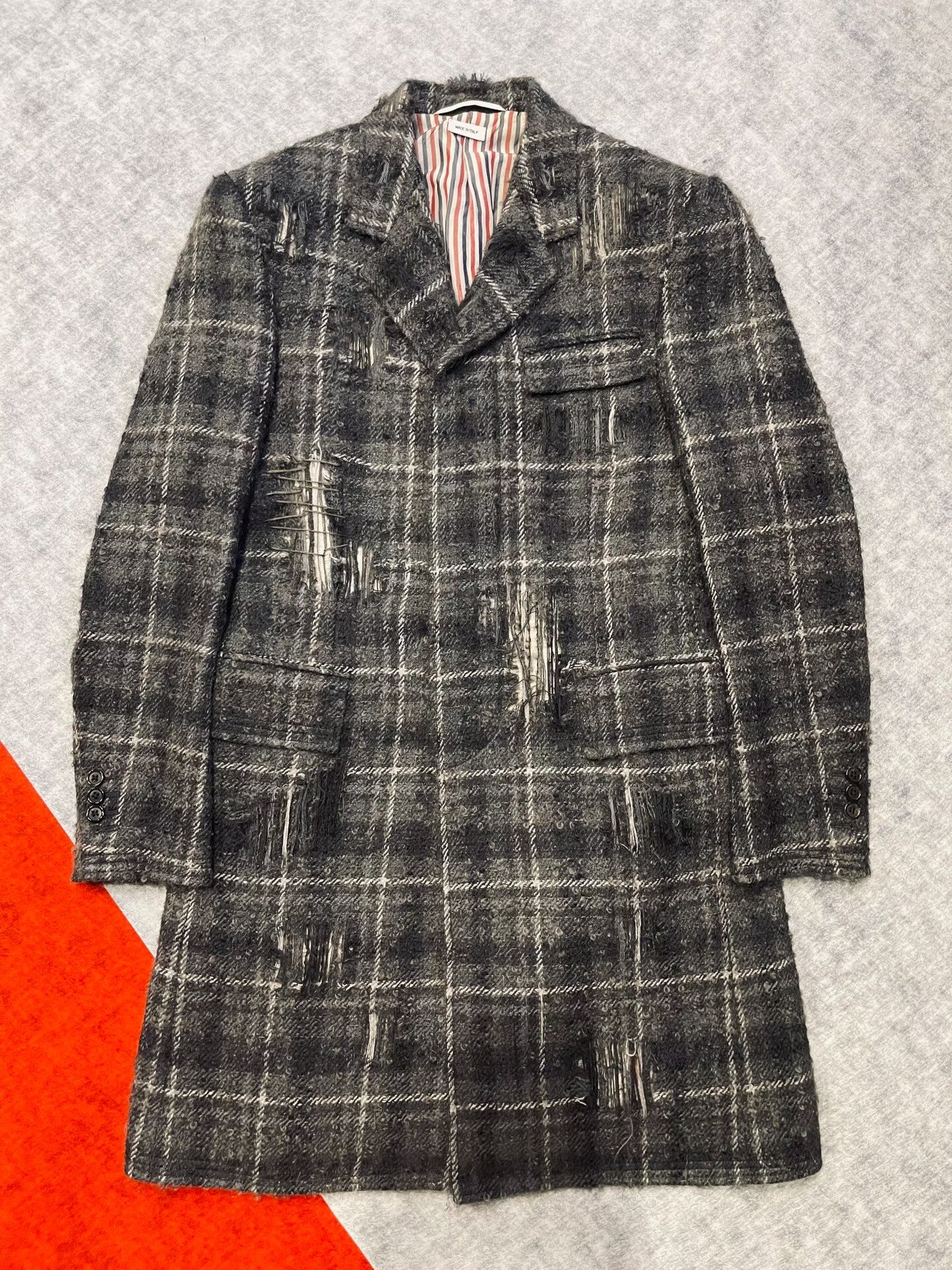 Thom Browne 16FW Distressed Wool Coat