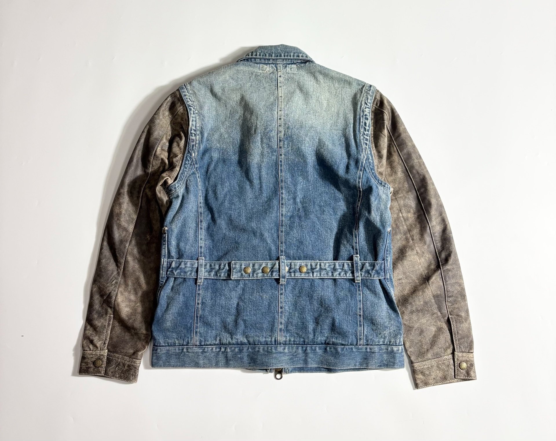 AVIREX TYPE Denim Jacket w/ Leather Sleeves — back