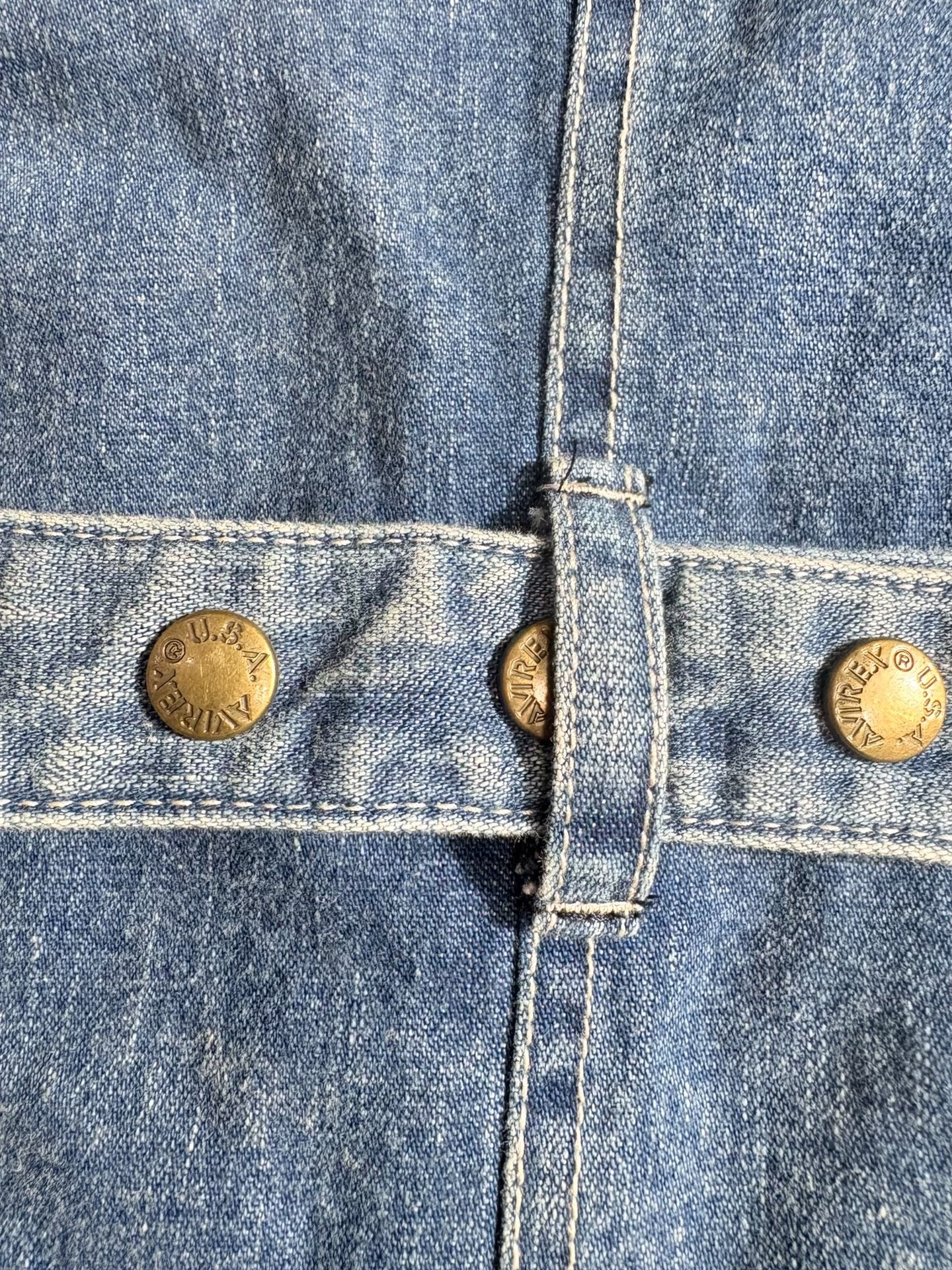 AVIREX TYPE Denim Jacket w/ Leather Sleeves — label