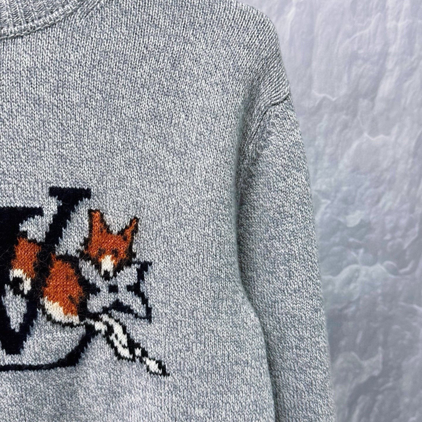 Louis Vuitton SS26 Fox Logo Wool Sweater — detail