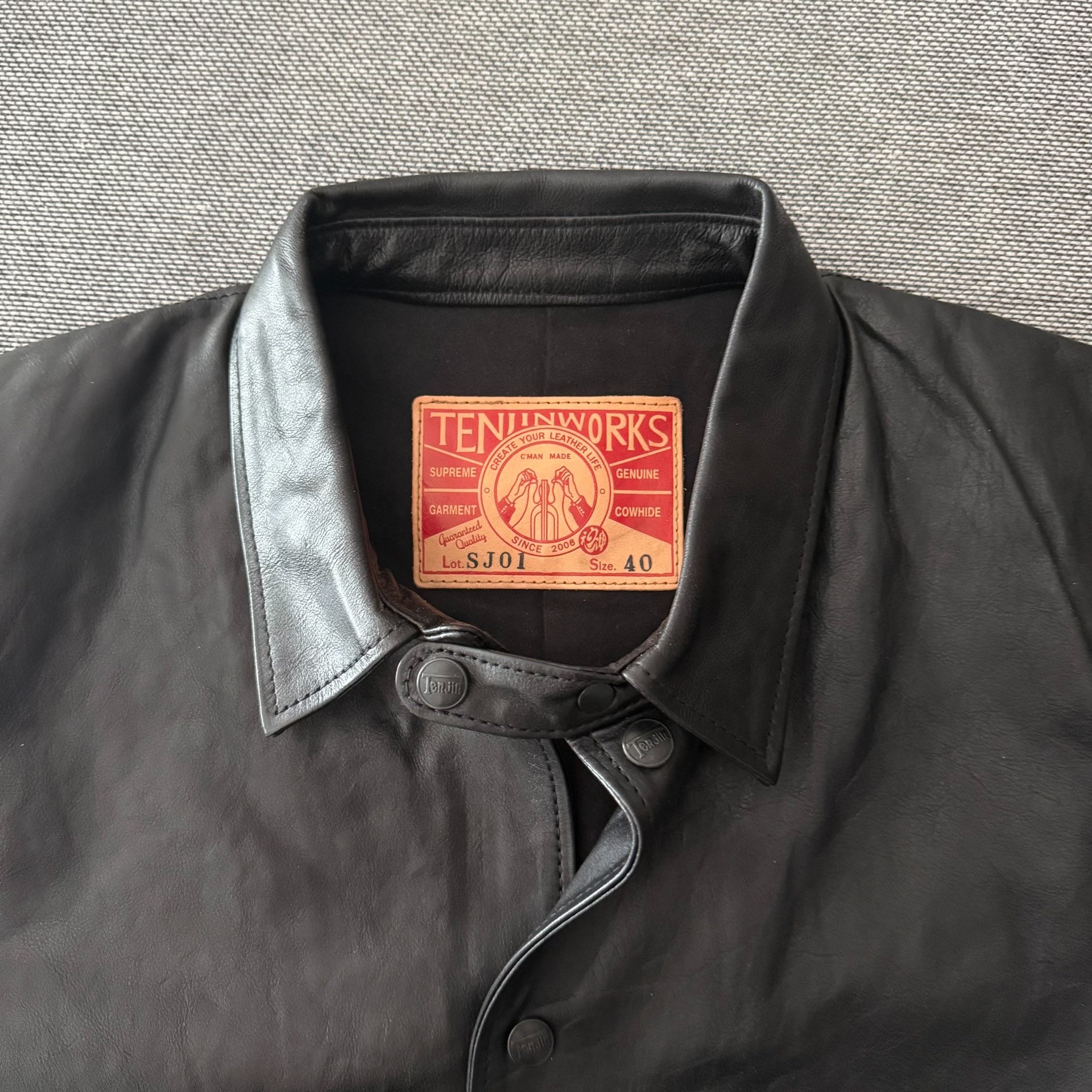 Tenjin Sj01 Tochigi Cowhide Coach Jacket — detail