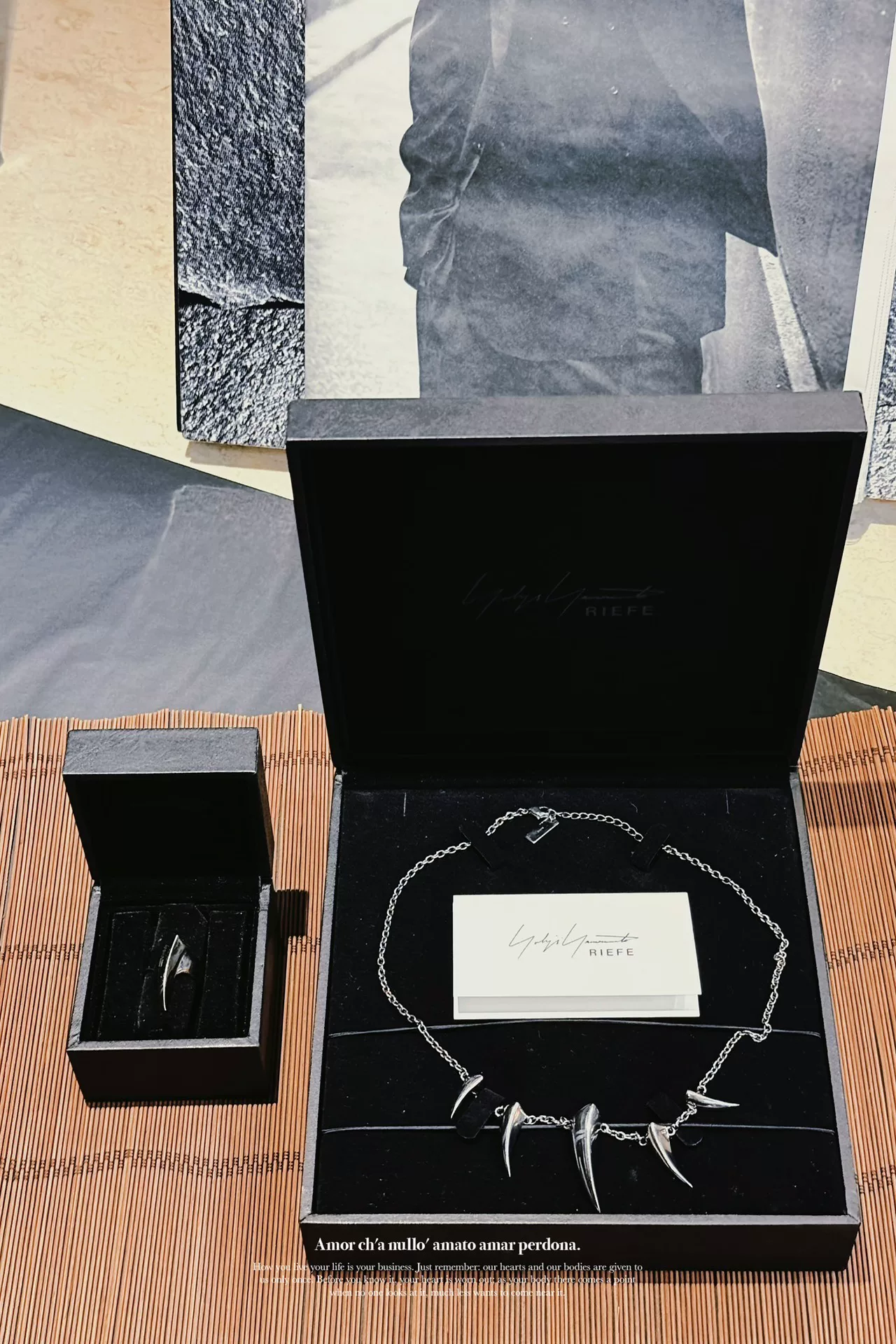Yohji Yamamoto RIEFE Bear Claw Necklace — label