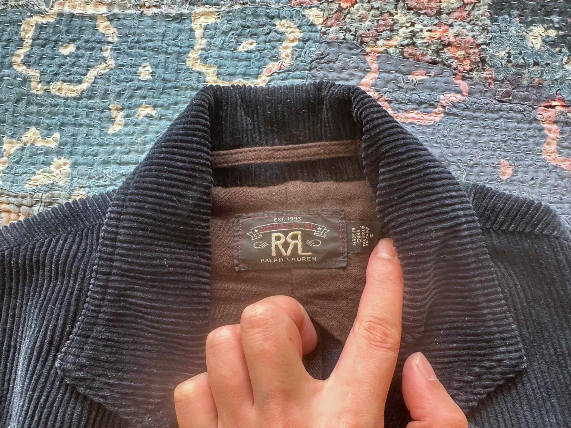 RRL Dark Blue Corduroy Blazer — detail