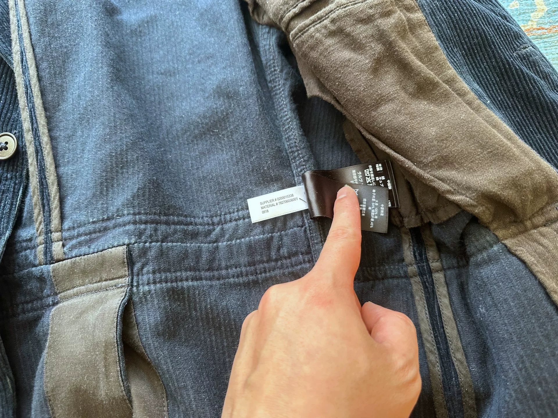 RRL Dark Blue Corduroy Blazer — back