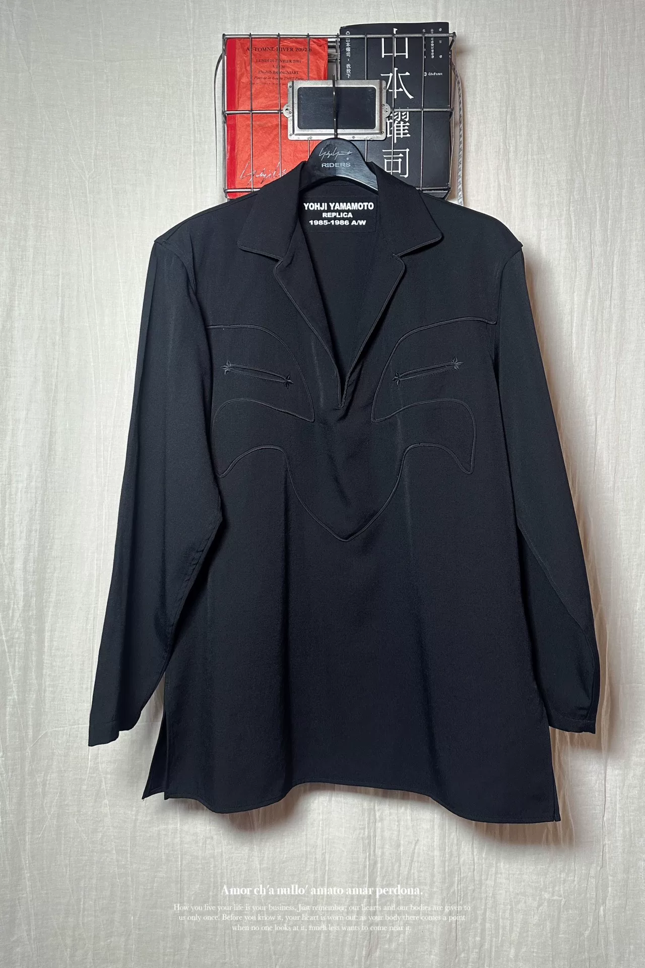 Yohji Yamamoto 85AW Chaplin Open Collar Top — front