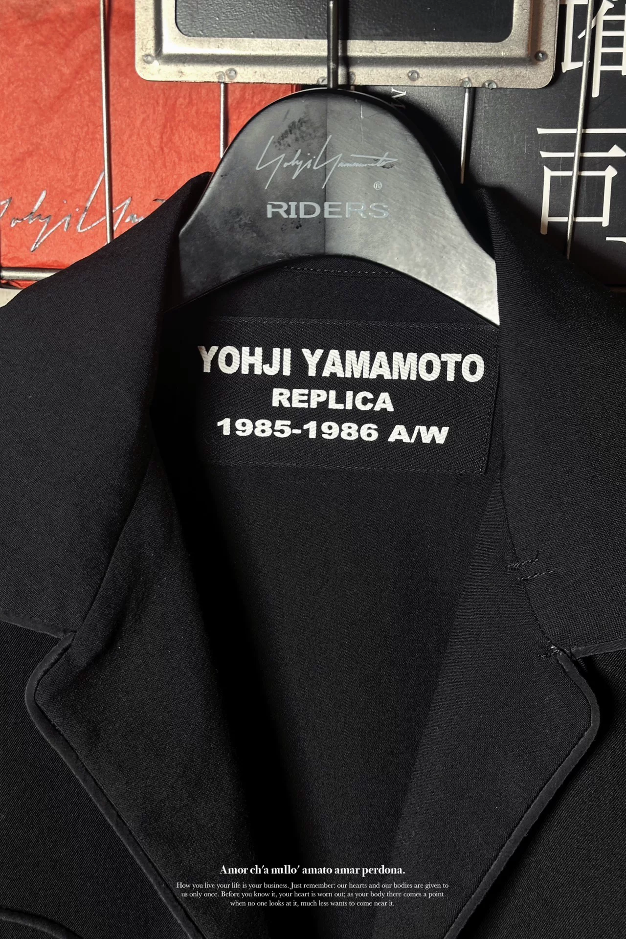 Yohji Yamamoto 85AW Chaplin Open Collar Top — label