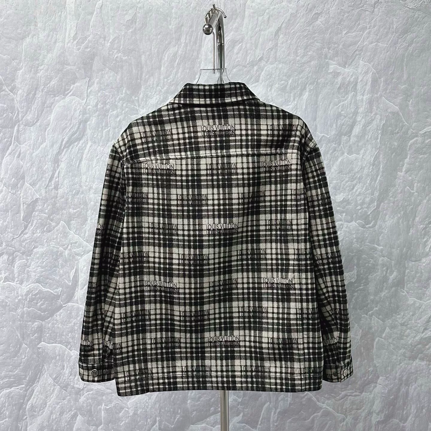 Louis Vuitton Monogram Check Logo Shirt Jacket — detail