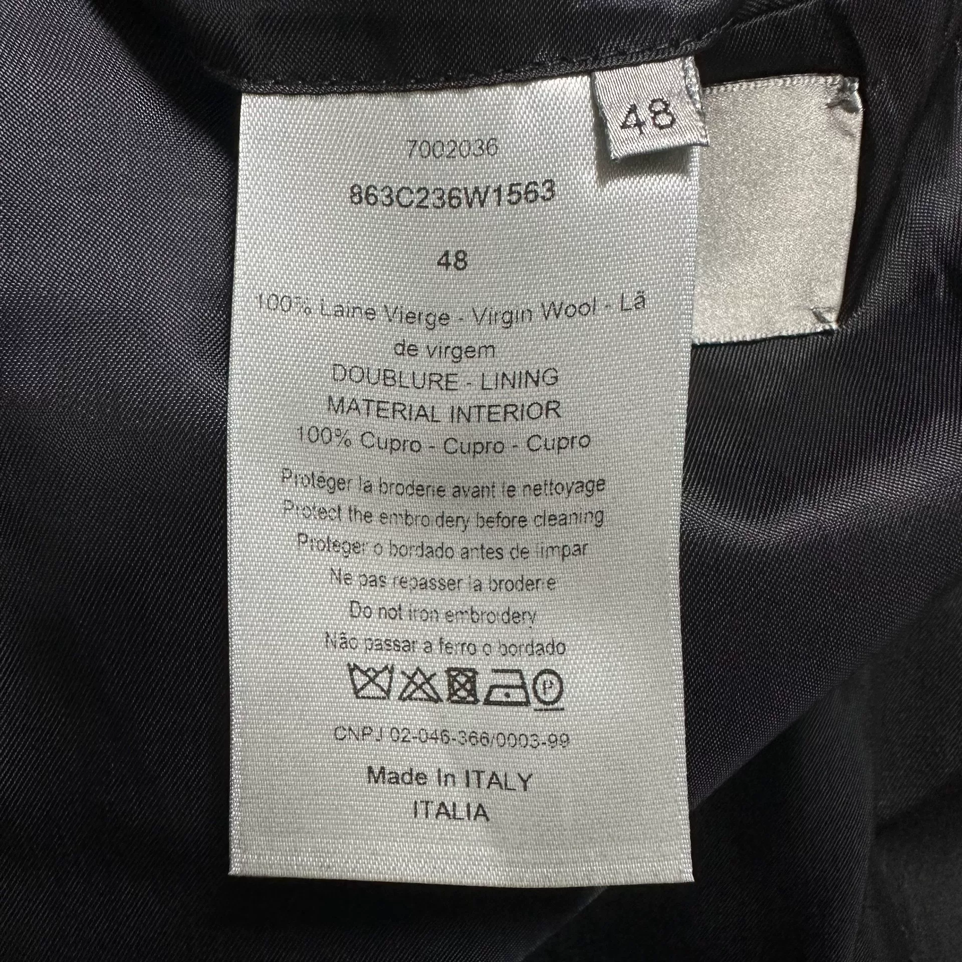Dior Black Bee Embellished Suit Jacket — label