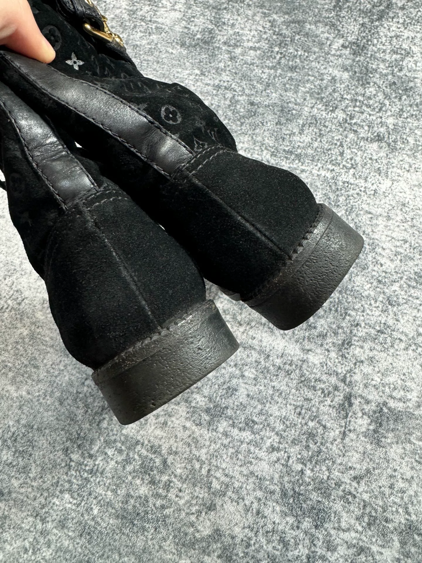 Louis Vuitton Vintage Monogram Fur-Lined Boots — label