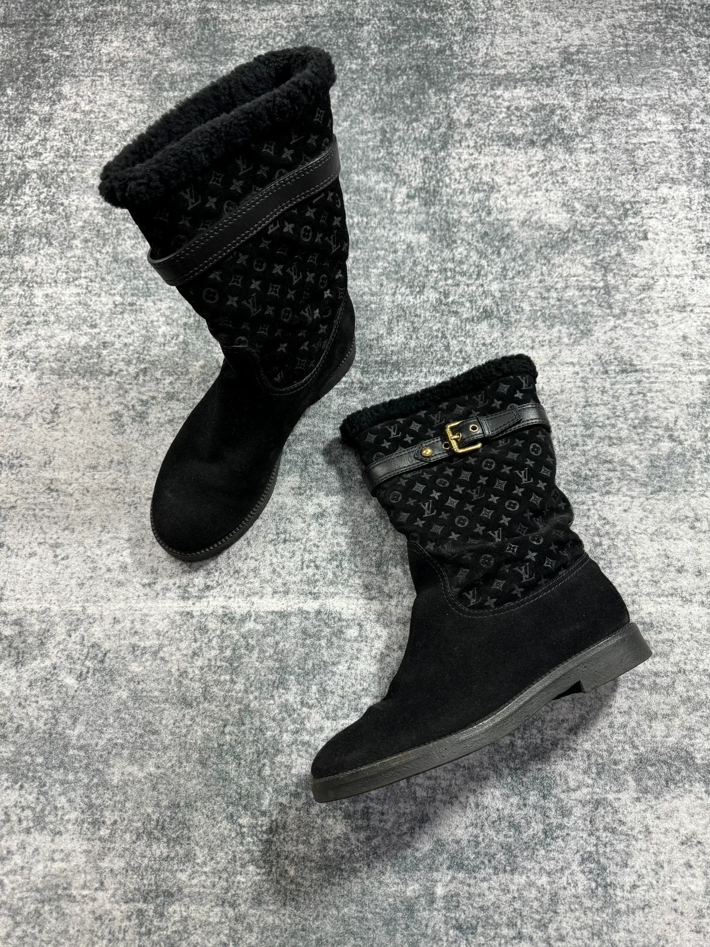 Louis Vuitton Vintage Monogram Fur-Lined Boots
