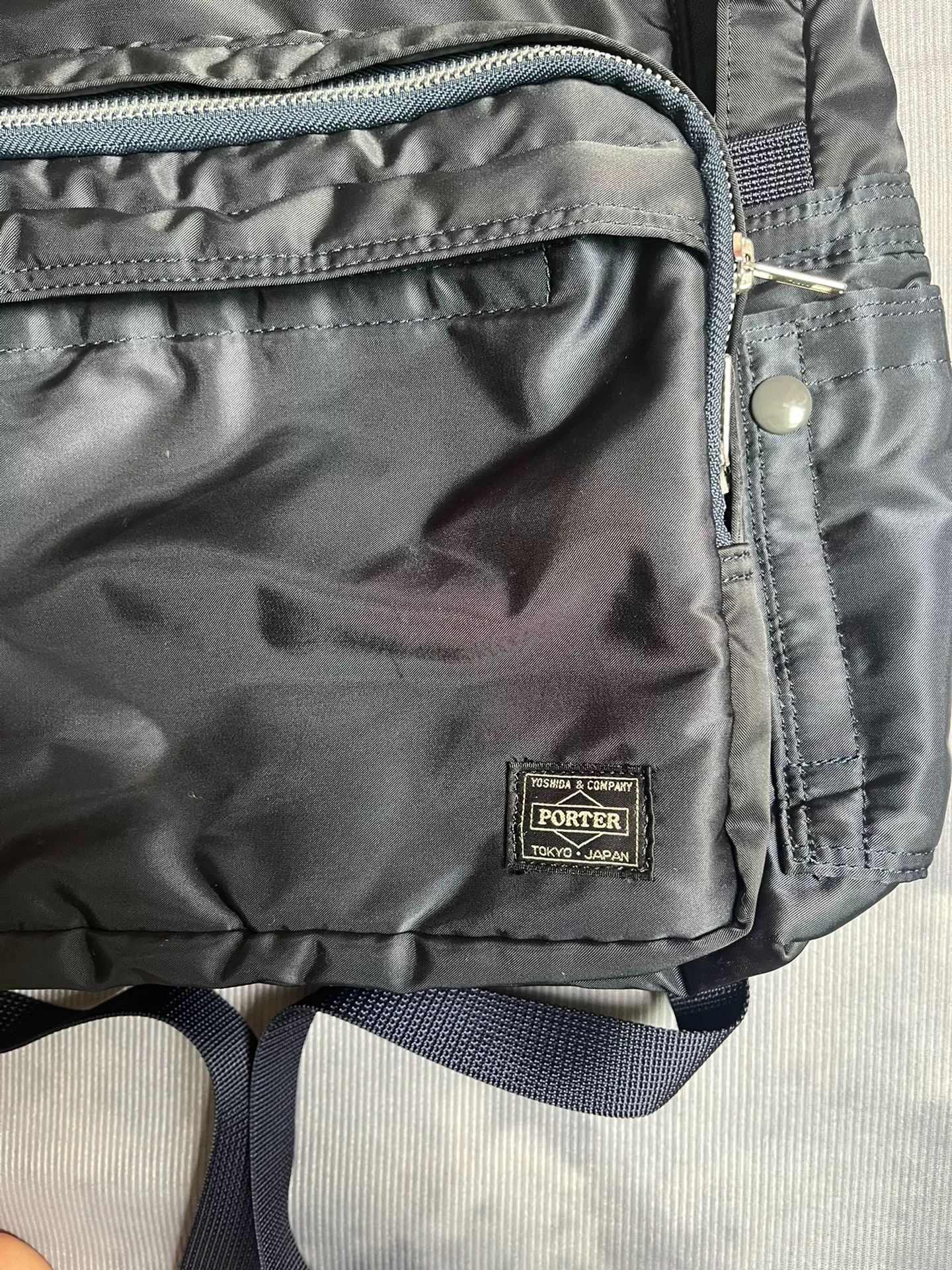 Porter Tanker Navy Blue Backpack — label