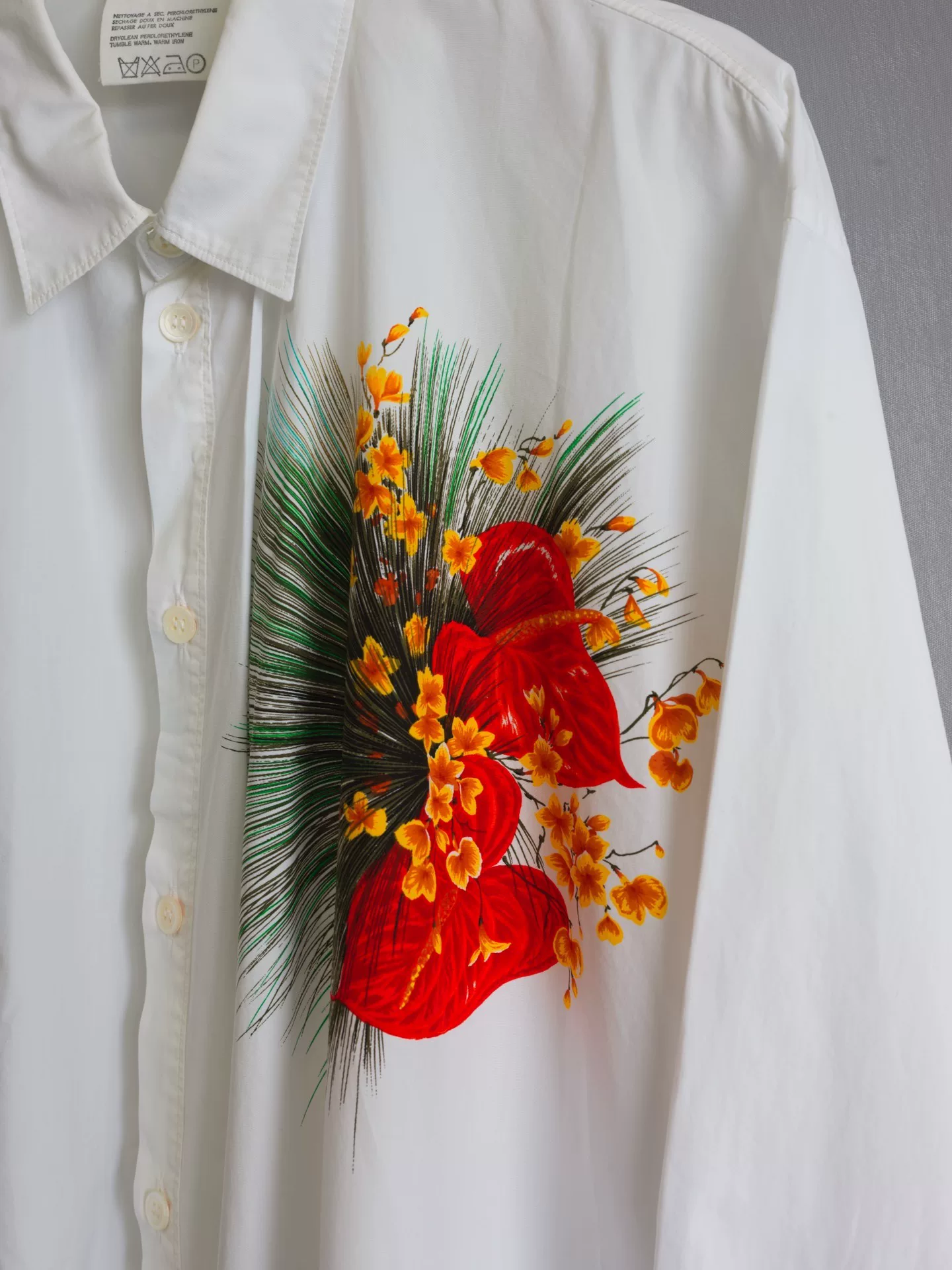 Yohji Yamamoto 87SS Orchid Print Shirt — detail