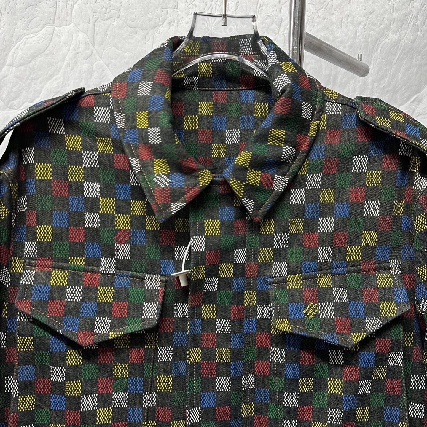Louis Vuitton SS25 Checkerboard Pearl Patch Jacket — front