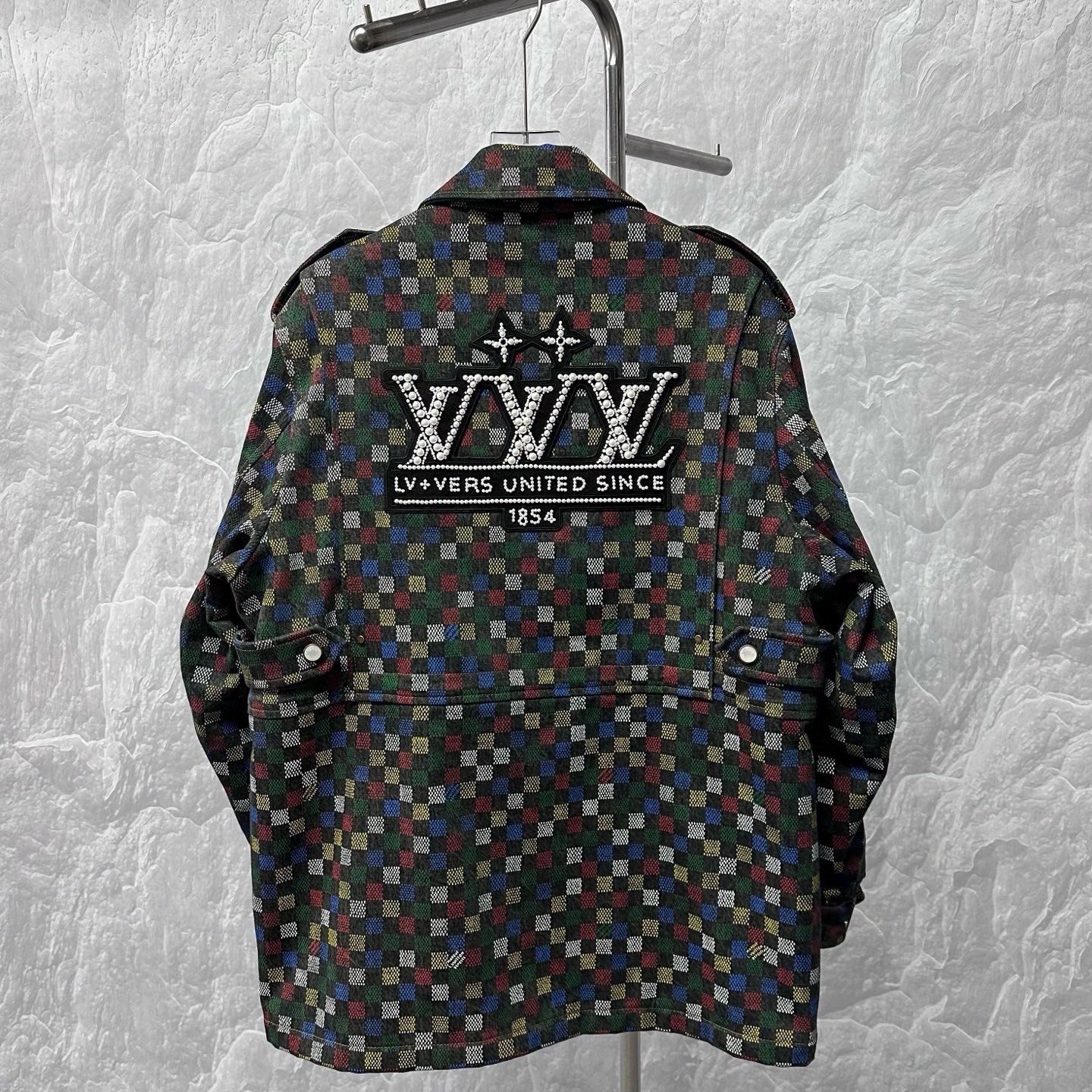 Louis Vuitton SS25 Checkerboard Pearl Patch Jacket — back