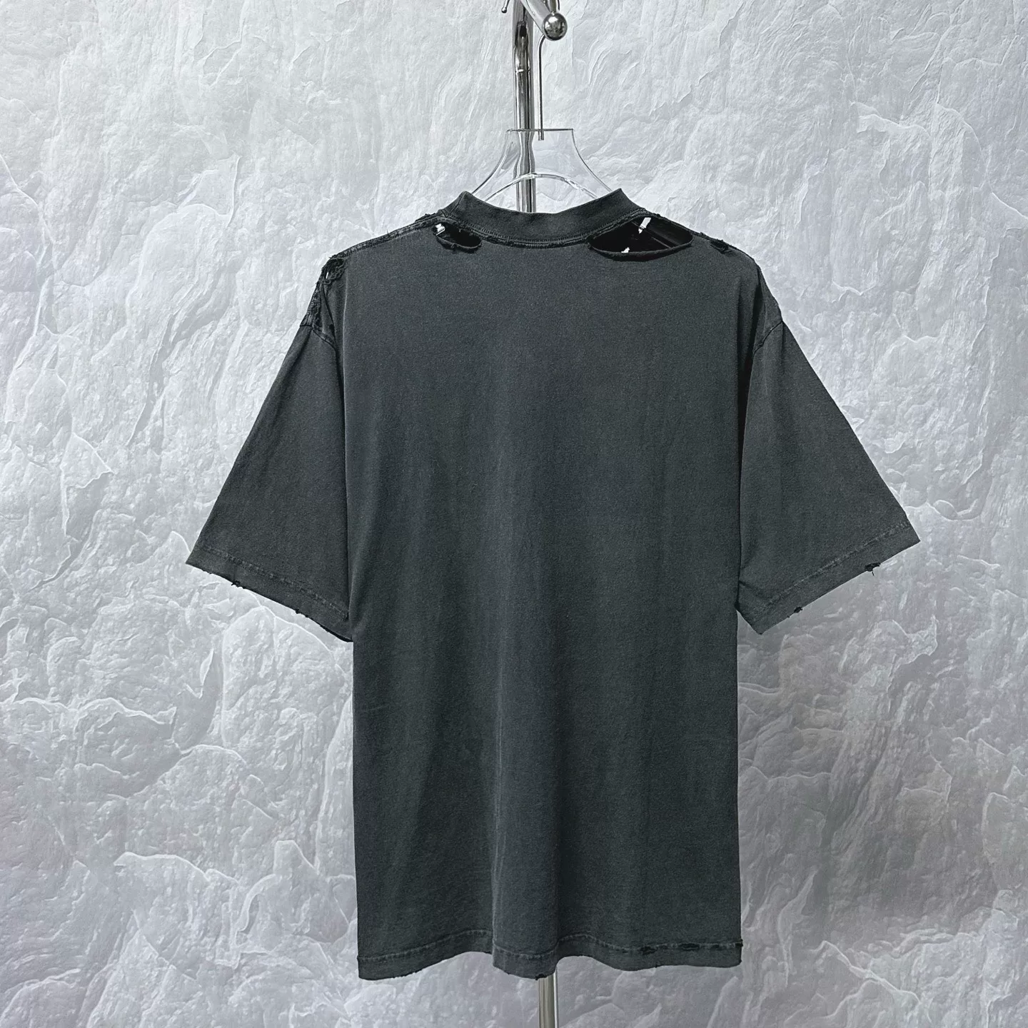 Balenciaga SS24 Colorblock Logo Distressed Tee — back