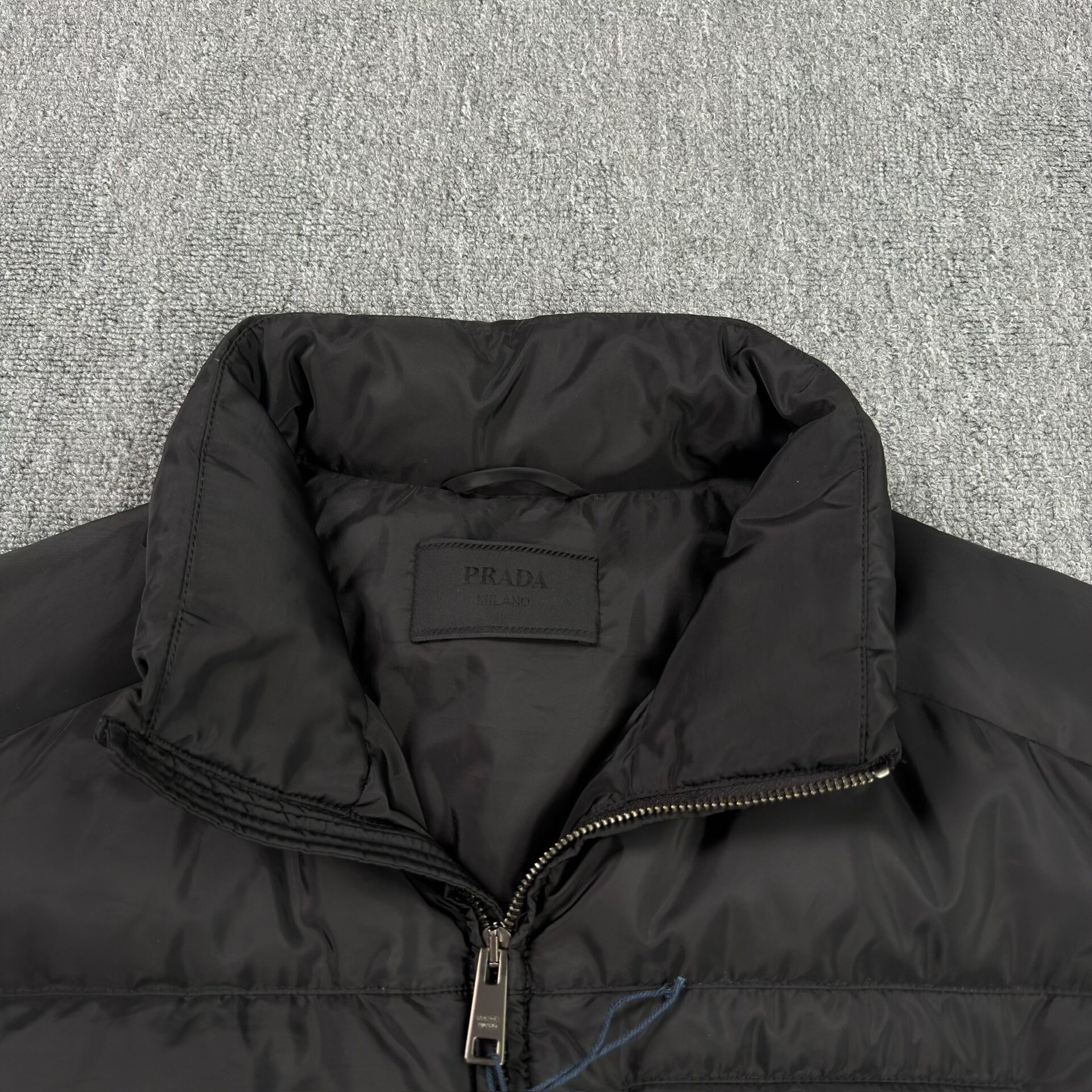 Prada Black Down Vest Chest Logo — detail
